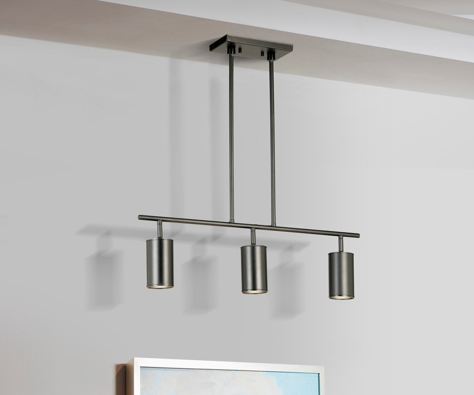 slide 2 of 6, allen + roth Mason 25.62-in 3 -Light Matte black dimmable GU10 pin base Traditional Track Bar, 1 ct
