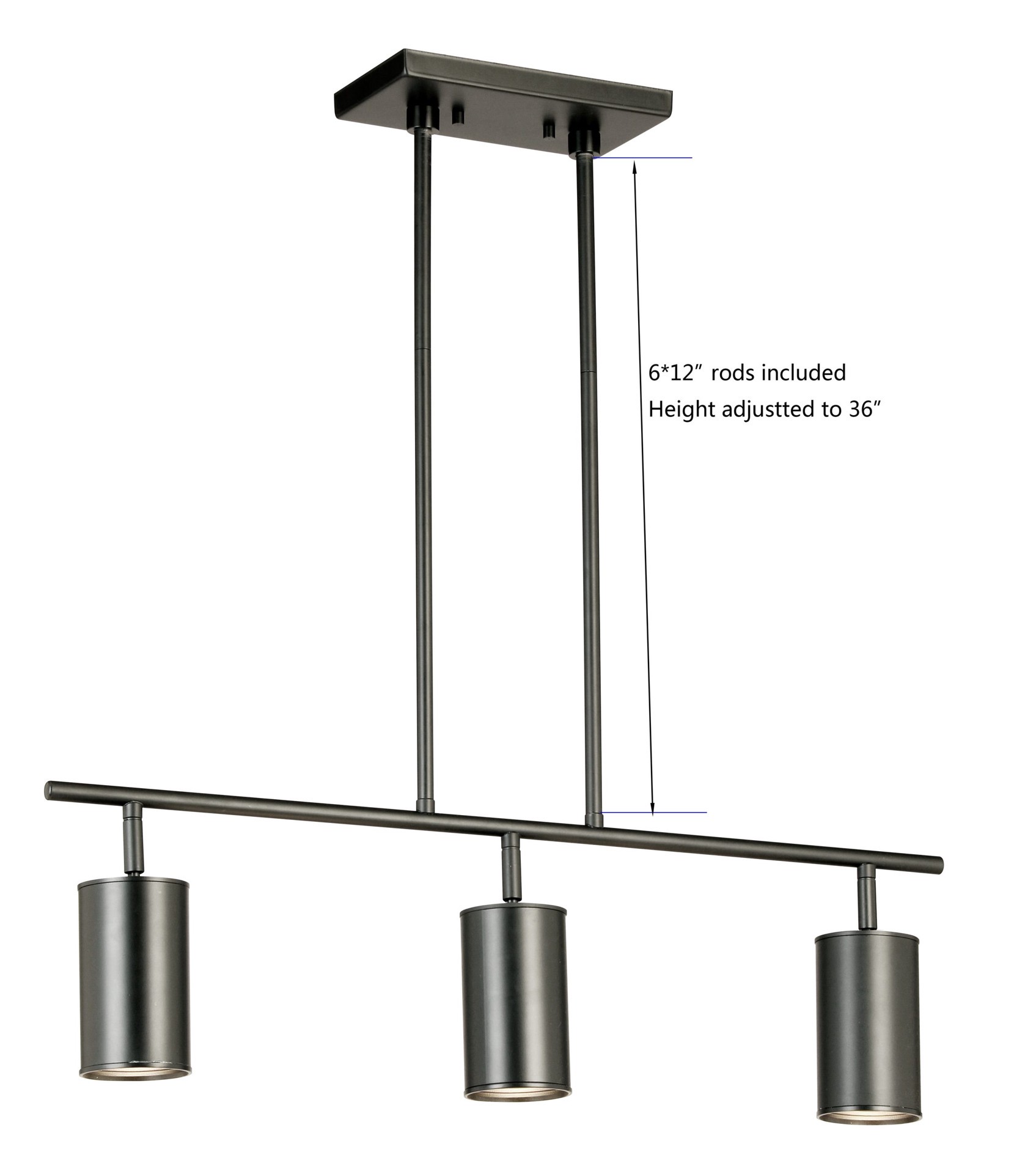 slide 5 of 6, allen + roth Mason 25.62-in 3 -Light Matte black dimmable GU10 pin base Traditional Track Bar, 1 ct
