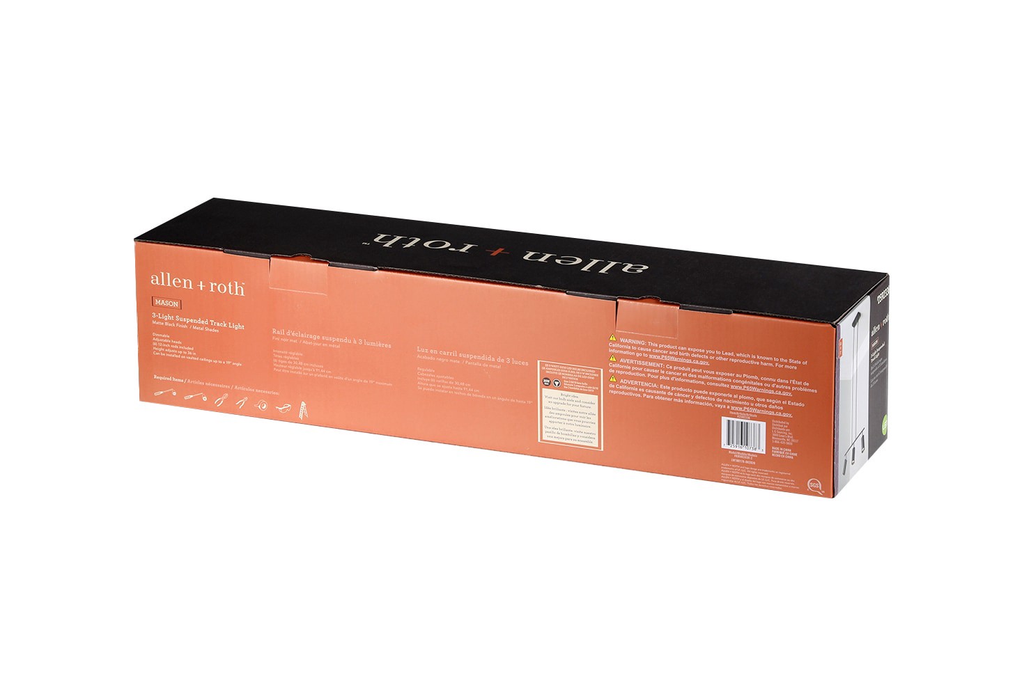 slide 6 of 6, allen + roth Mason 25.62-in 3 -Light Matte black dimmable GU10 pin base Traditional Track Bar, 1 ct