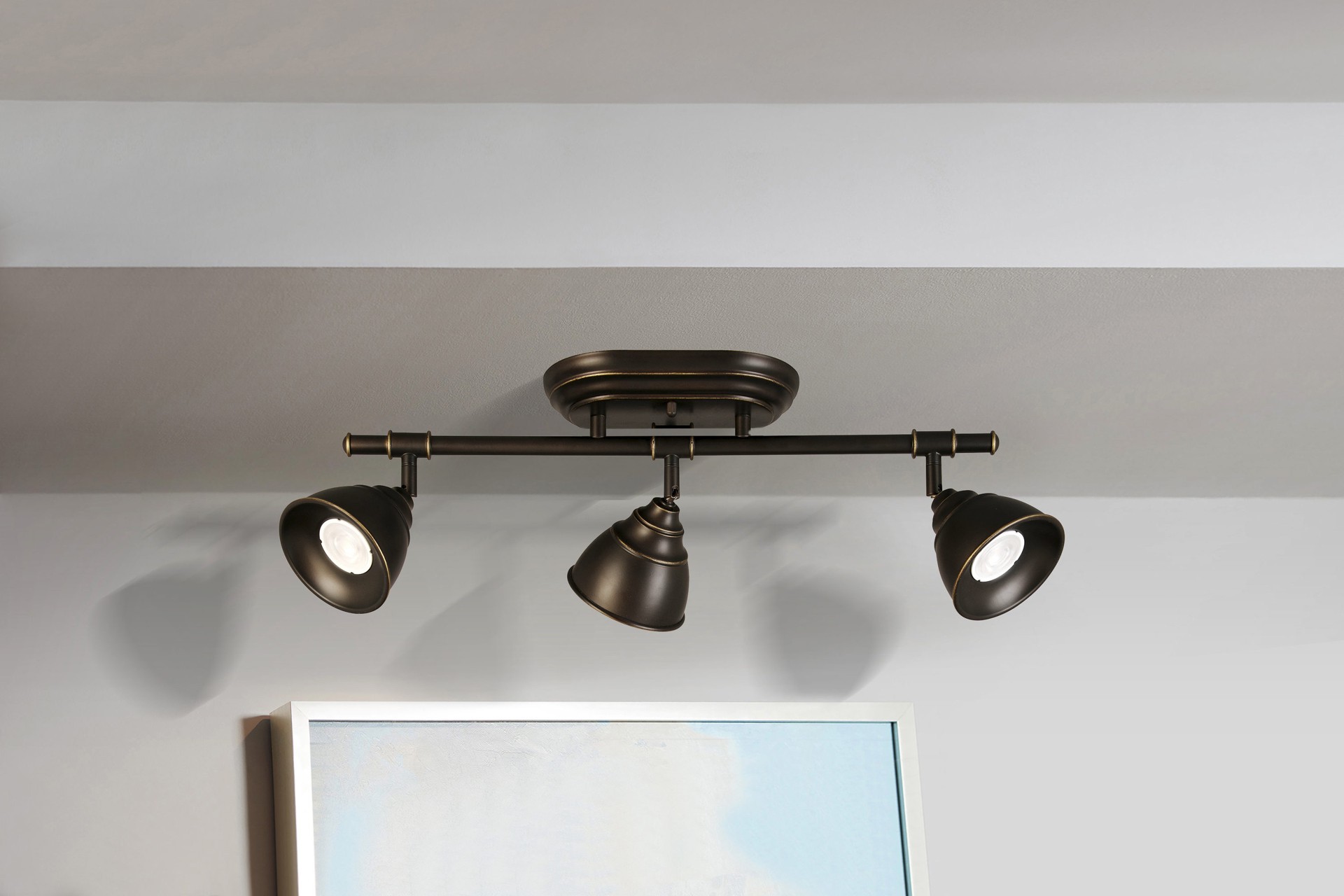 slide 2 of 6, allen + roth Watson 21-in 3 -Light Oill-Rubbed Bronze dimmable GU10 pin base Traditional Track Bar, 1 ct