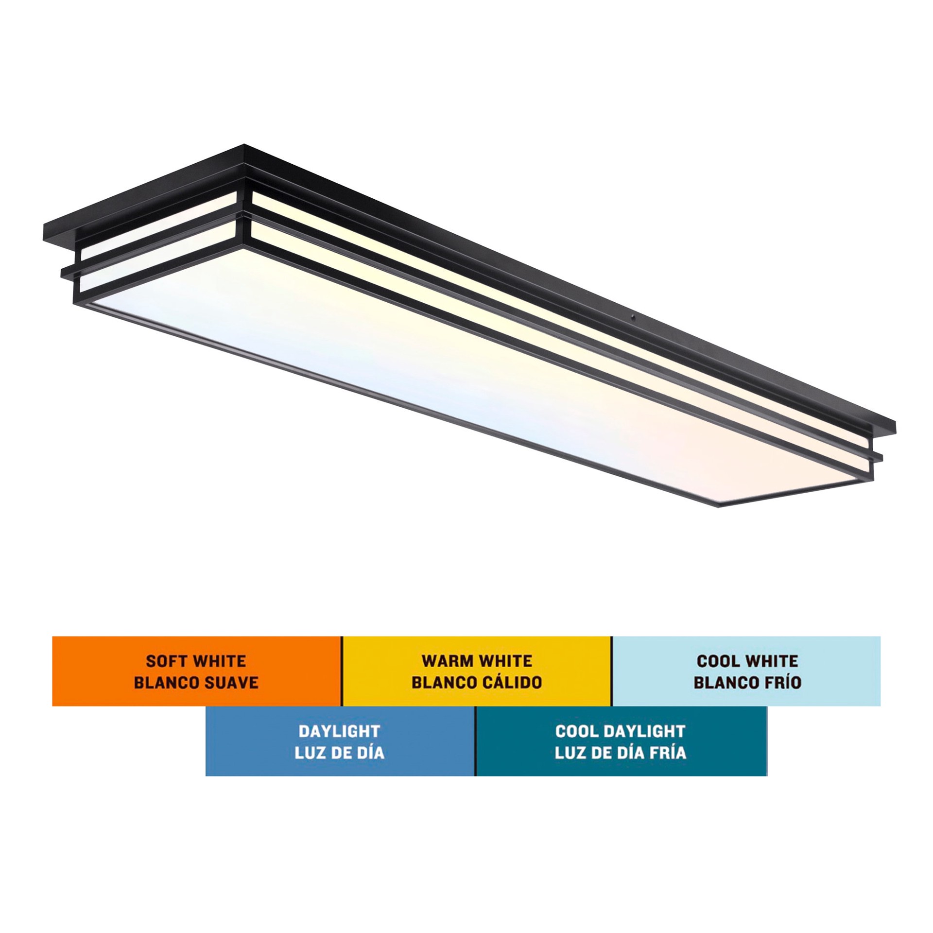 slide 6 of 6, allen + roth Phoebe 1 -Light 48-in Matte Black Integrated LED Flush Mount Light, 1 ct