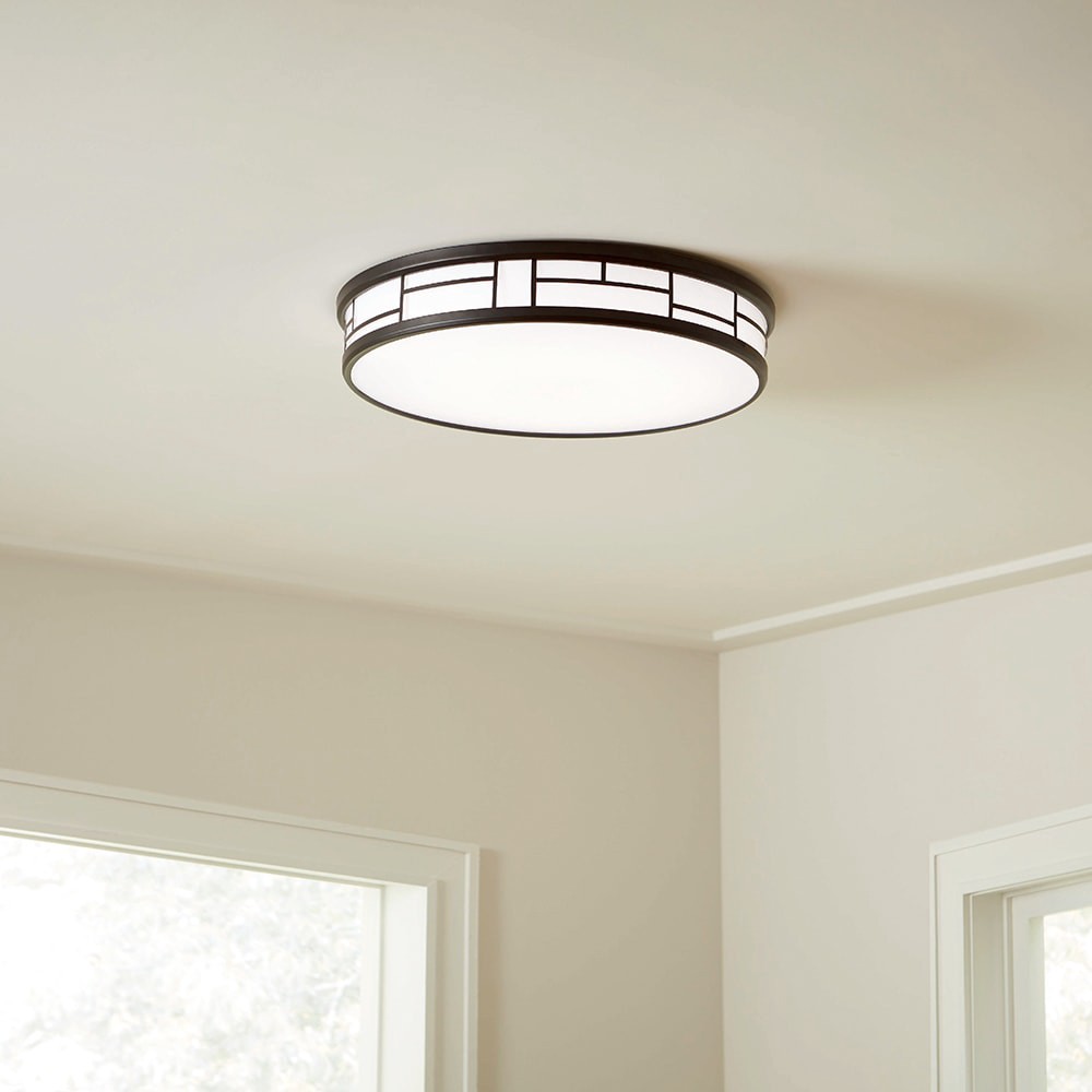 slide 1 of 6, allen + roth Daphne 1 -Light 19-in Matte Black Integrated LED Flush Mount Light, 1 ct