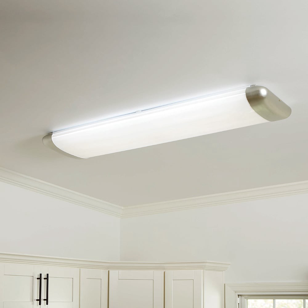 slide 3 of 6, allen + roth Amelie 1 -Light 50-in Satin Nickel Integrated LED Flush Mount Light, 1 ct