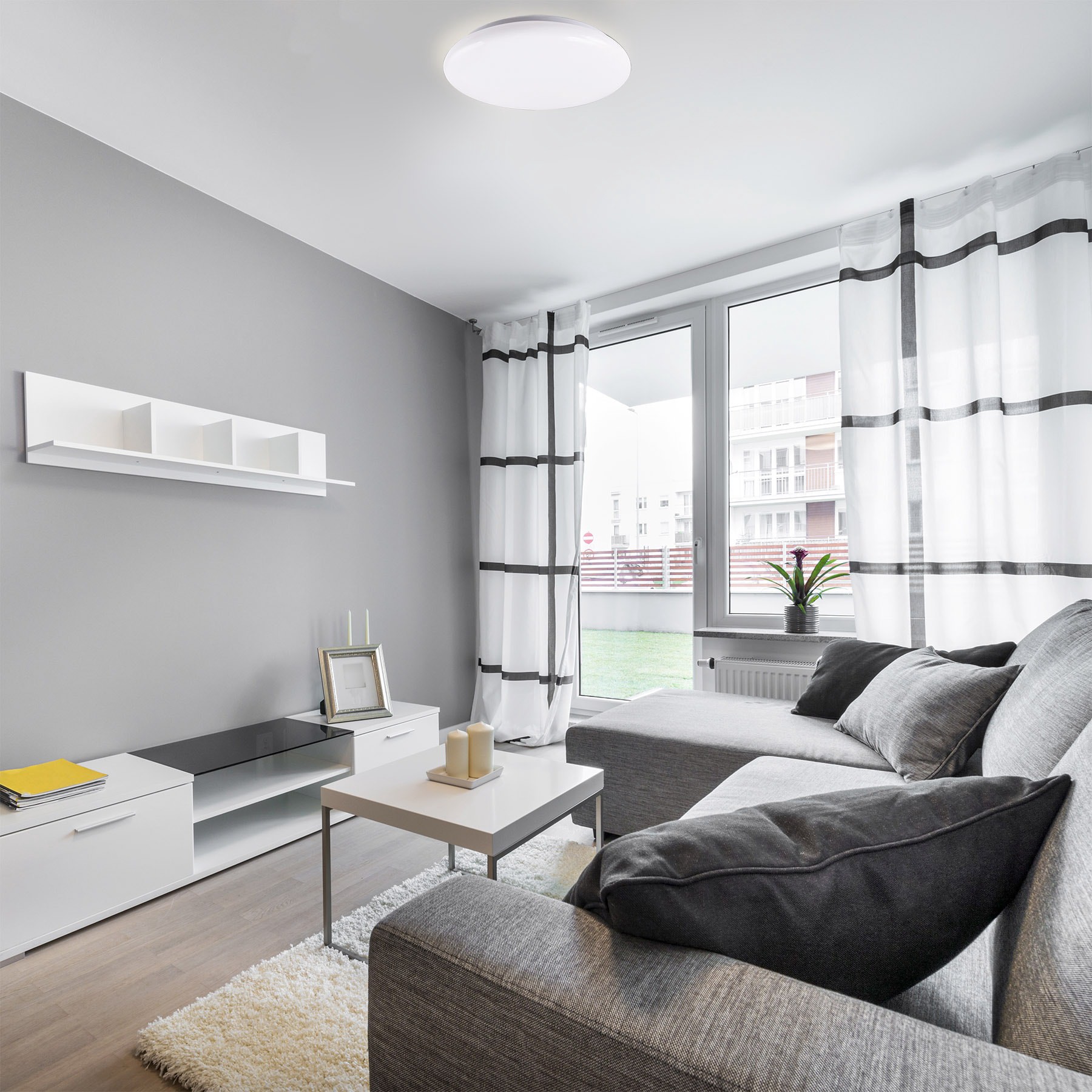 slide 6 of 6, Utilitech 1 -Light 19-in Matte White Integrated LED Flush Mount Light, 1 ct