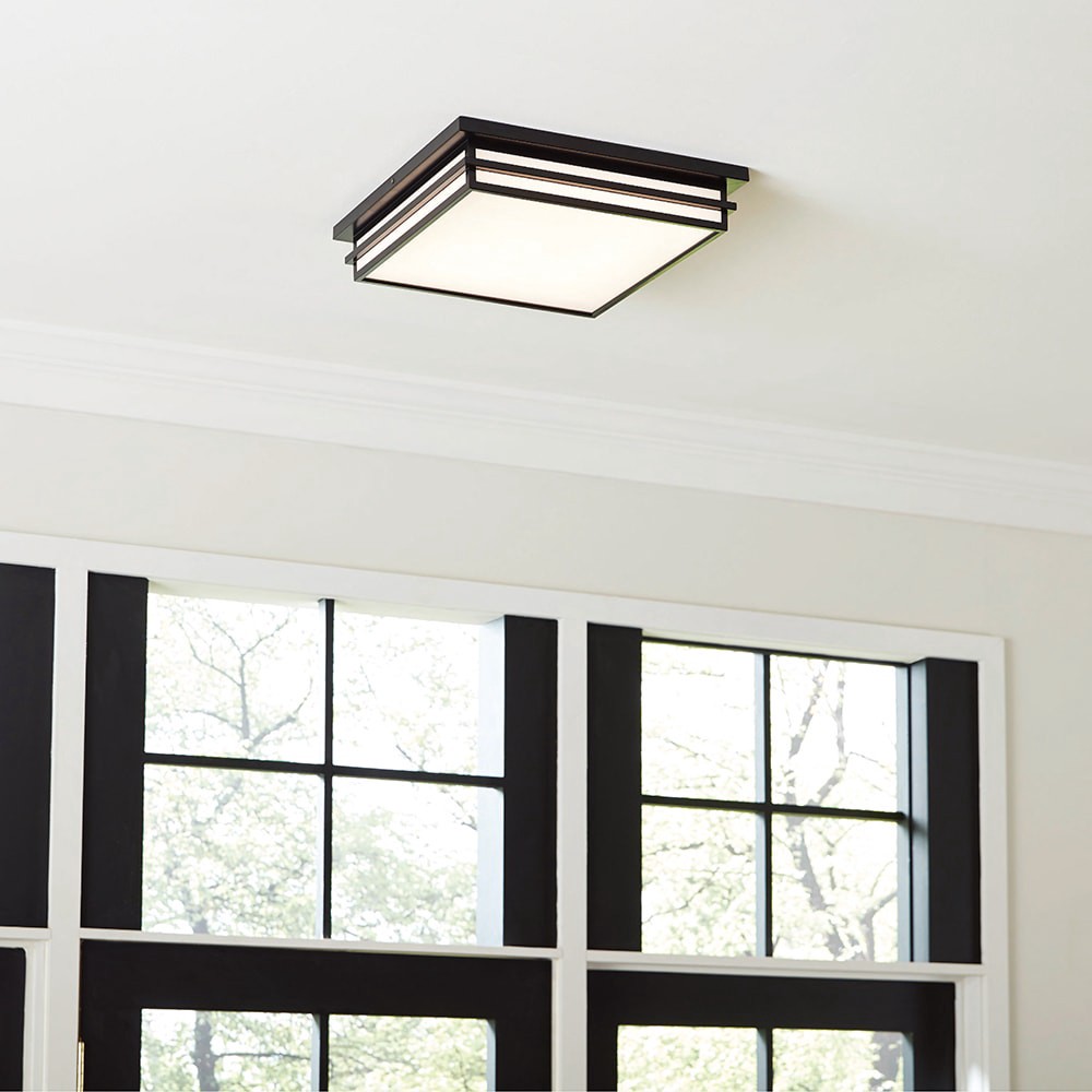 slide 2 of 6, allen + roth Phoebe 1 -Light 18-in Matte Black Integrated LED Flush Mount Light, 1 ct