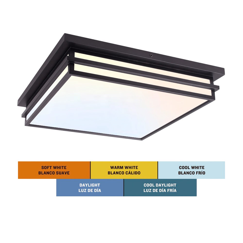 slide 5 of 6, allen + roth Phoebe 1 -Light 18-in Matte Black Integrated LED Flush Mount Light, 1 ct