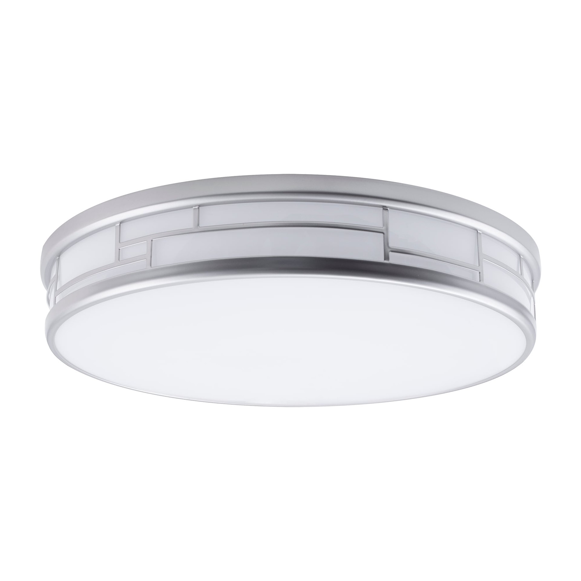 slide 1 of 6, allen + roth Daphne 1 -Light 19-in Satin Nickel Integrated LED Flush Mount Light, 1 ct