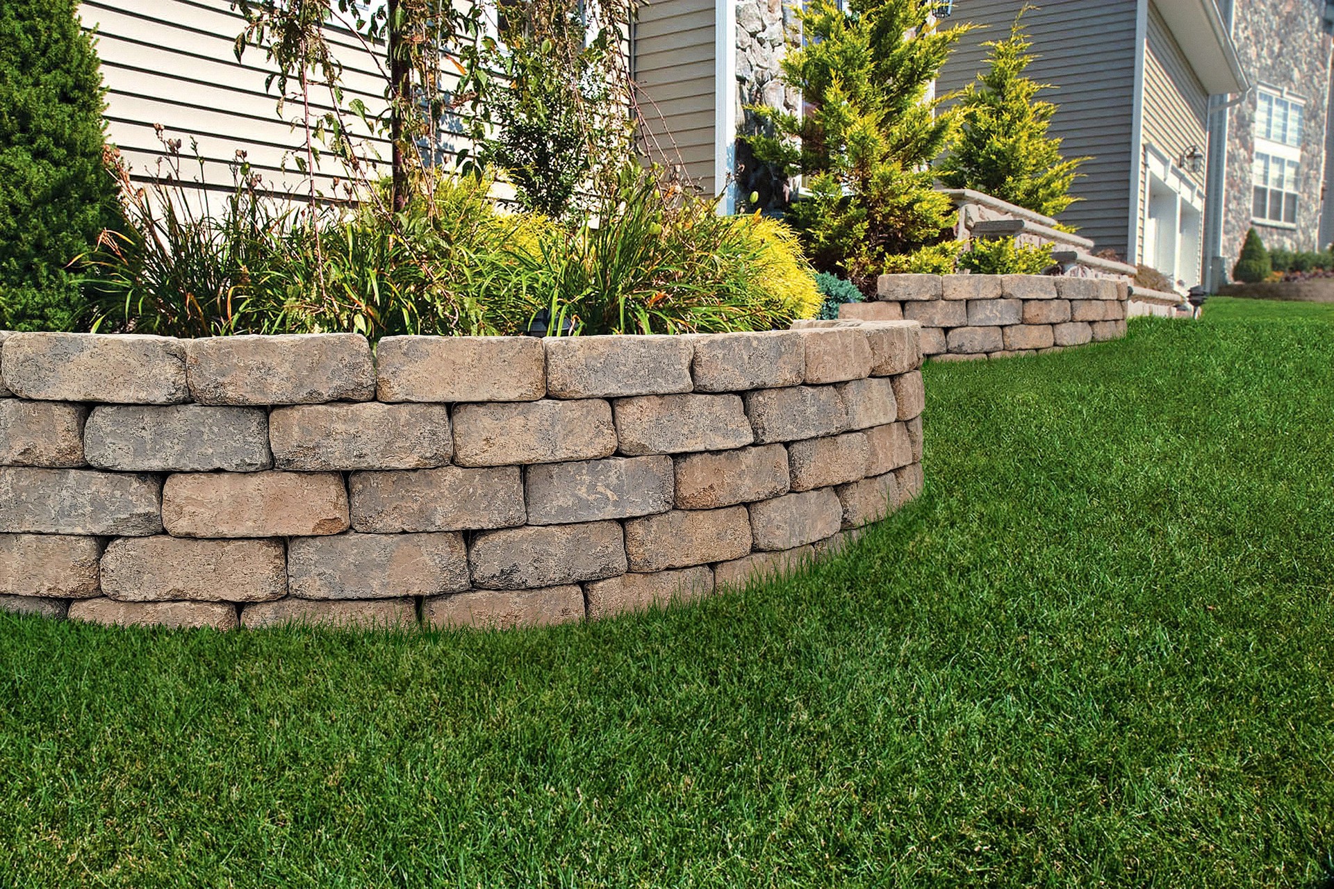 slide 5 of 6, 4-in H x 11-in L x 6-in D Sahara sand Concrete Retaining wall block, 1 ct