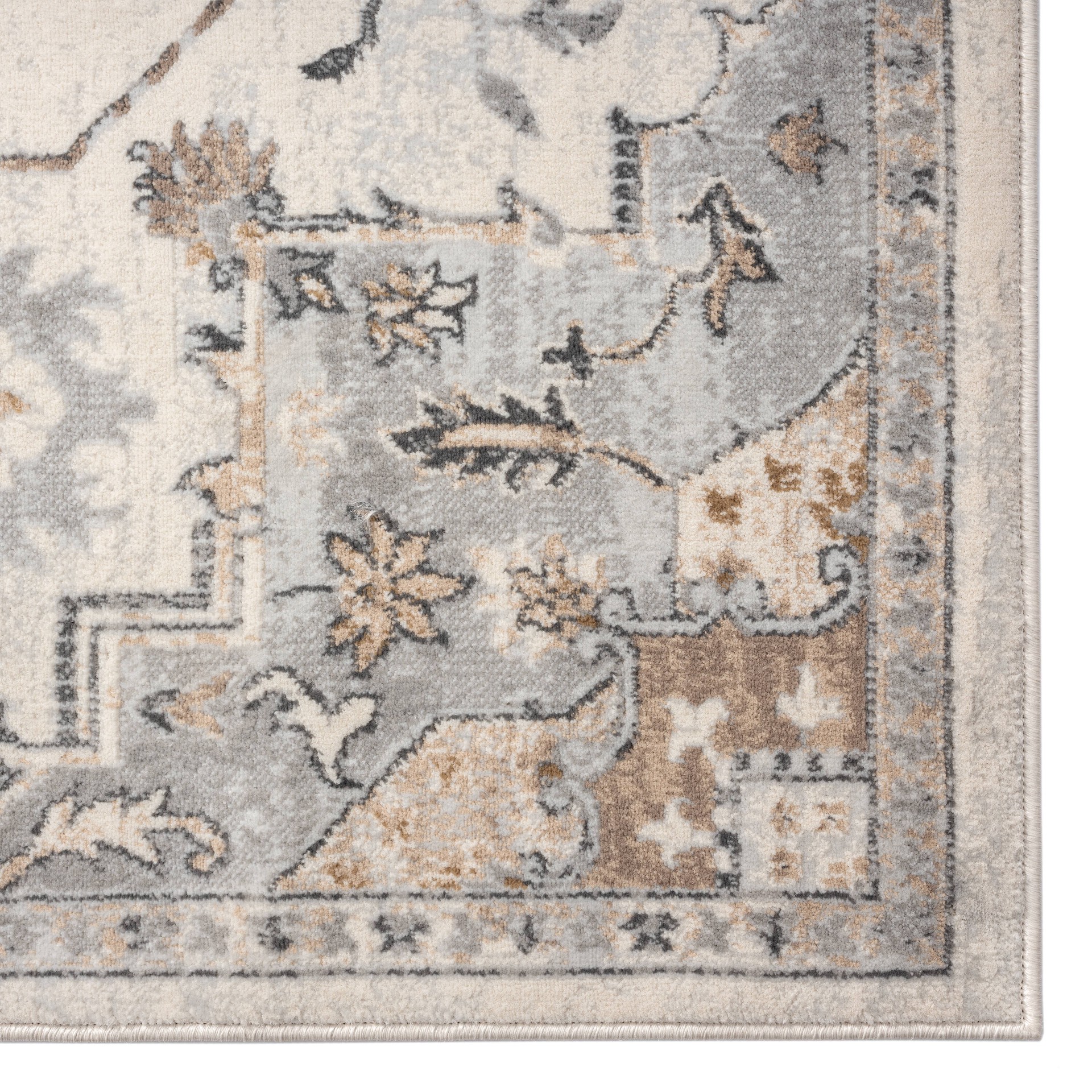 slide 3 of 6, allen + roth Tess 5 x 7 (ft) Loomed Cream Rectangular Indoor/Outdoor Medallion Pet Friendly Area rug, 1 ct