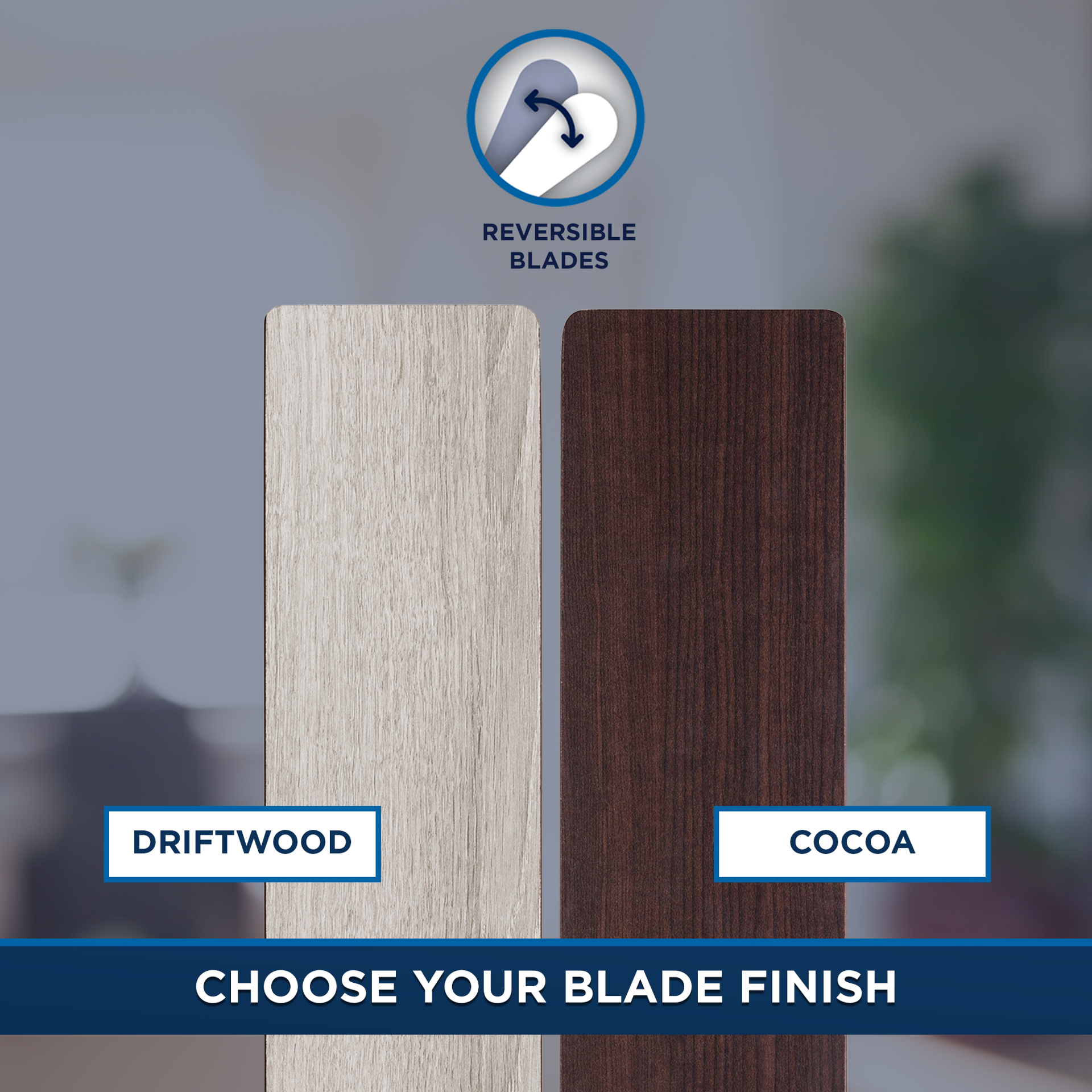 slide 6 of 6, Harbor Breeze Vue 44-in Brushed nickel with Driftwood/cocoa Blades Ceiling Fan With Light 3 -Blade, 1 ct