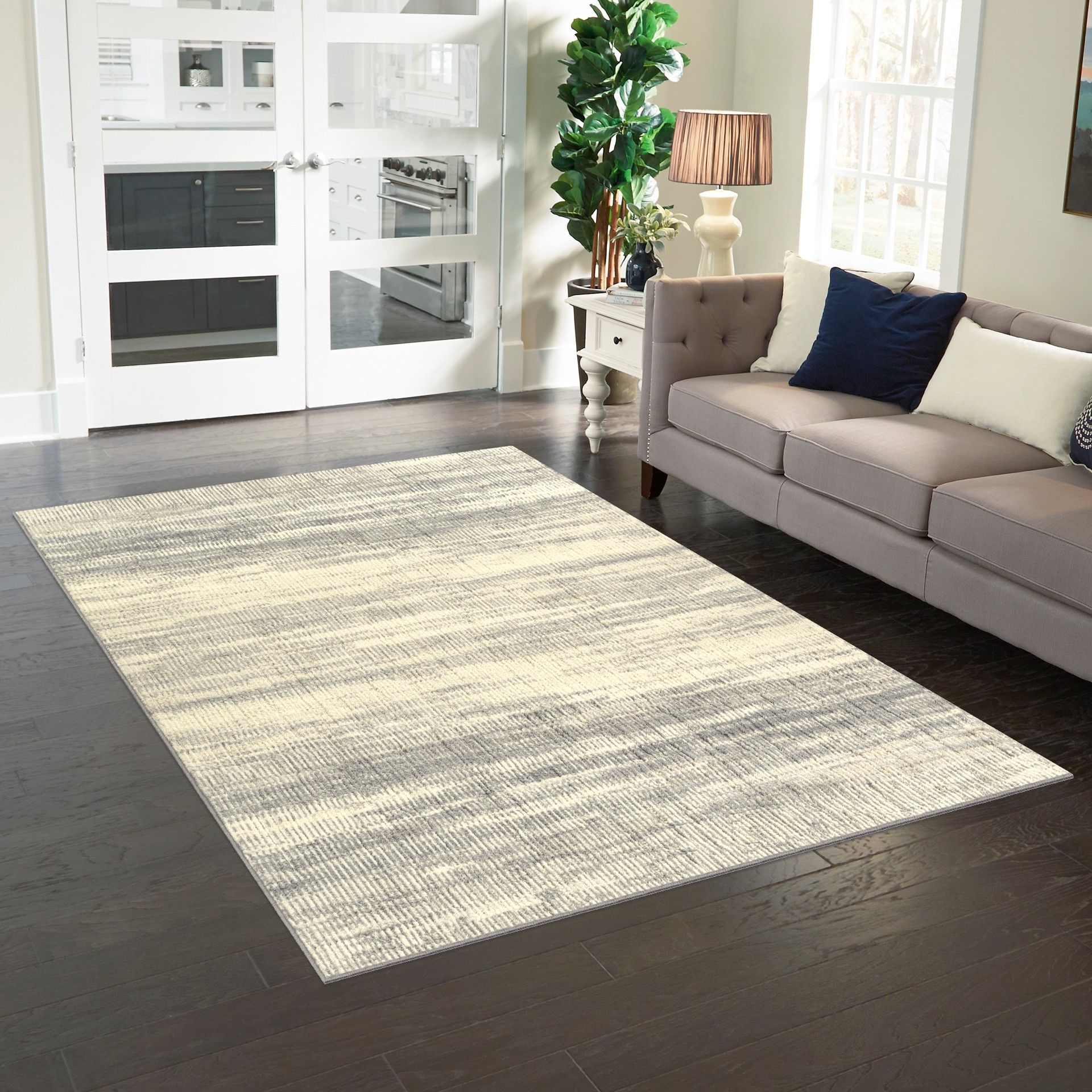 slide 1 of 6, allen + roth 5 x 7 (ft) Tufted Neutral/gray Rectangular Indoor Distressed/Overdyed Vintage Area rug, 1 ct