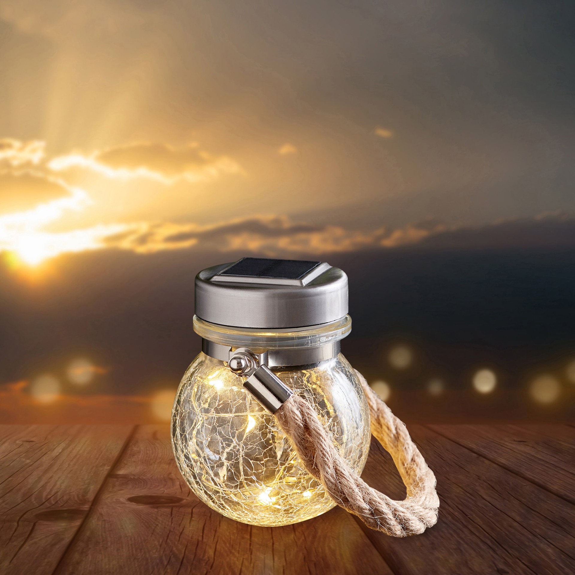 slide 2 of 6, allen + roth 3.1-in x 3.7-in Clear Glass Solar Outdoor Decorative Lantern, 1 ct