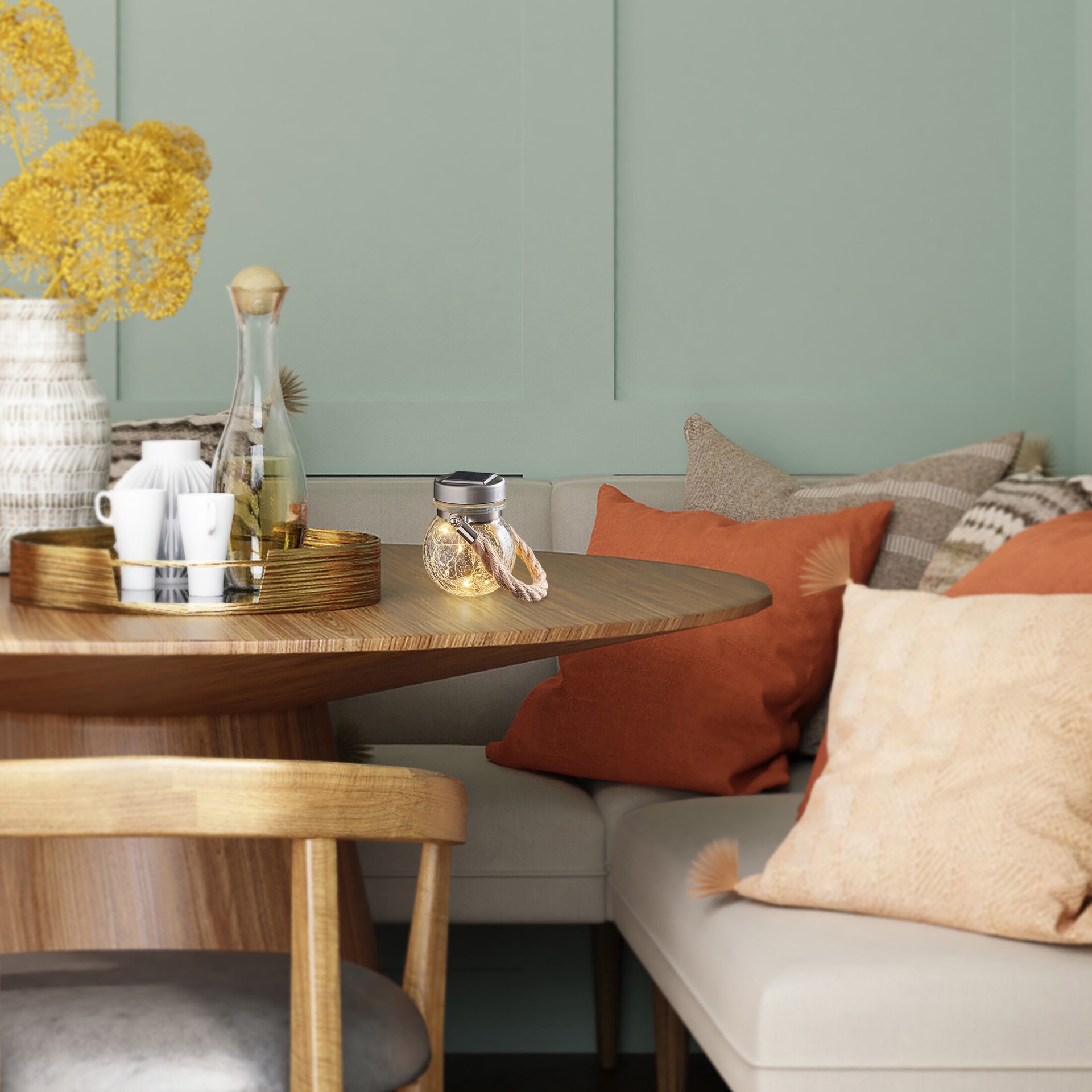 slide 4 of 6, allen + roth 3.1-in x 3.7-in Clear Glass Solar Outdoor Decorative Lantern, 1 ct