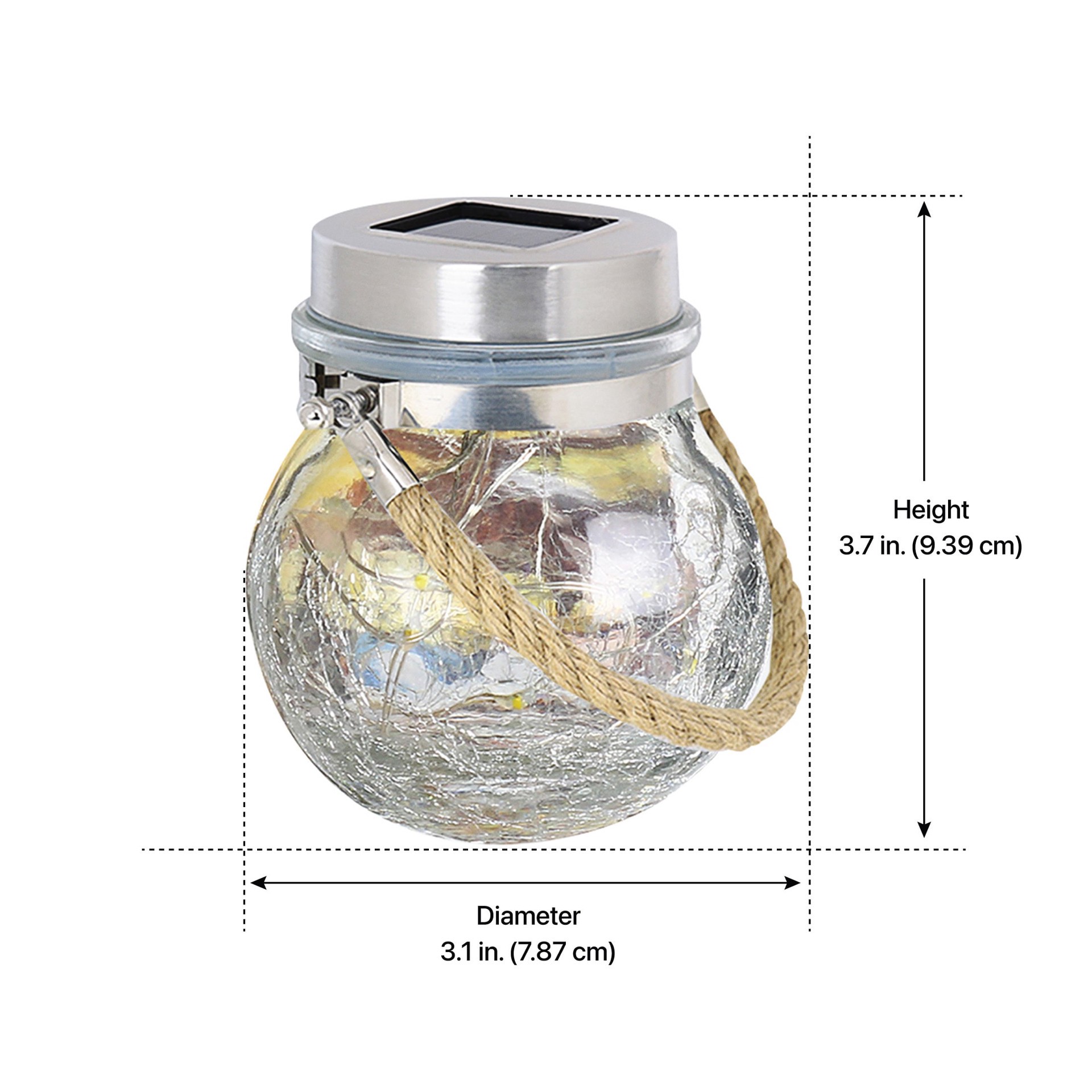 slide 5 of 6, allen + roth 3.1-in x 3.7-in Clear Glass Solar Outdoor Decorative Lantern, 1 ct
