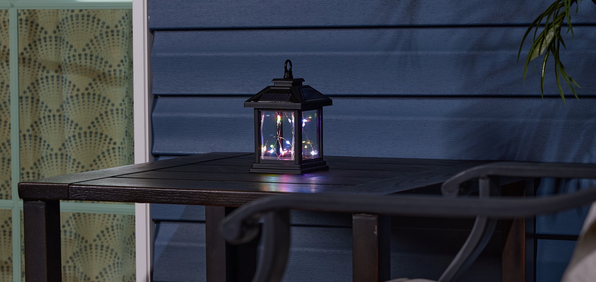 slide 4 of 6, allen + roth 4-in x 6.6-in Black Metal Solar Outdoor Decorative Lantern, 1 ct