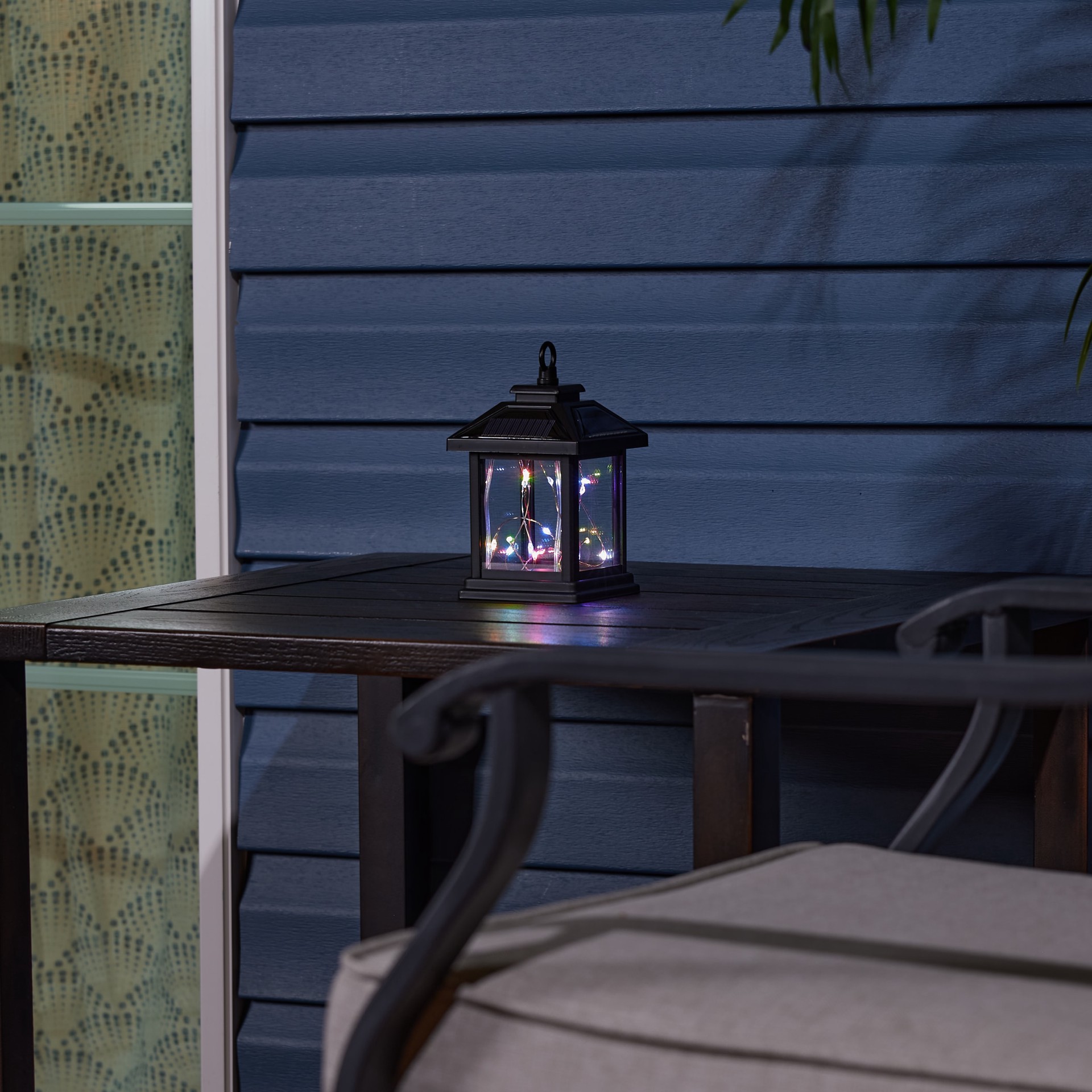 slide 5 of 6, allen + roth 4-in x 6.6-in Black Metal Solar Outdoor Decorative Lantern, 1 ct