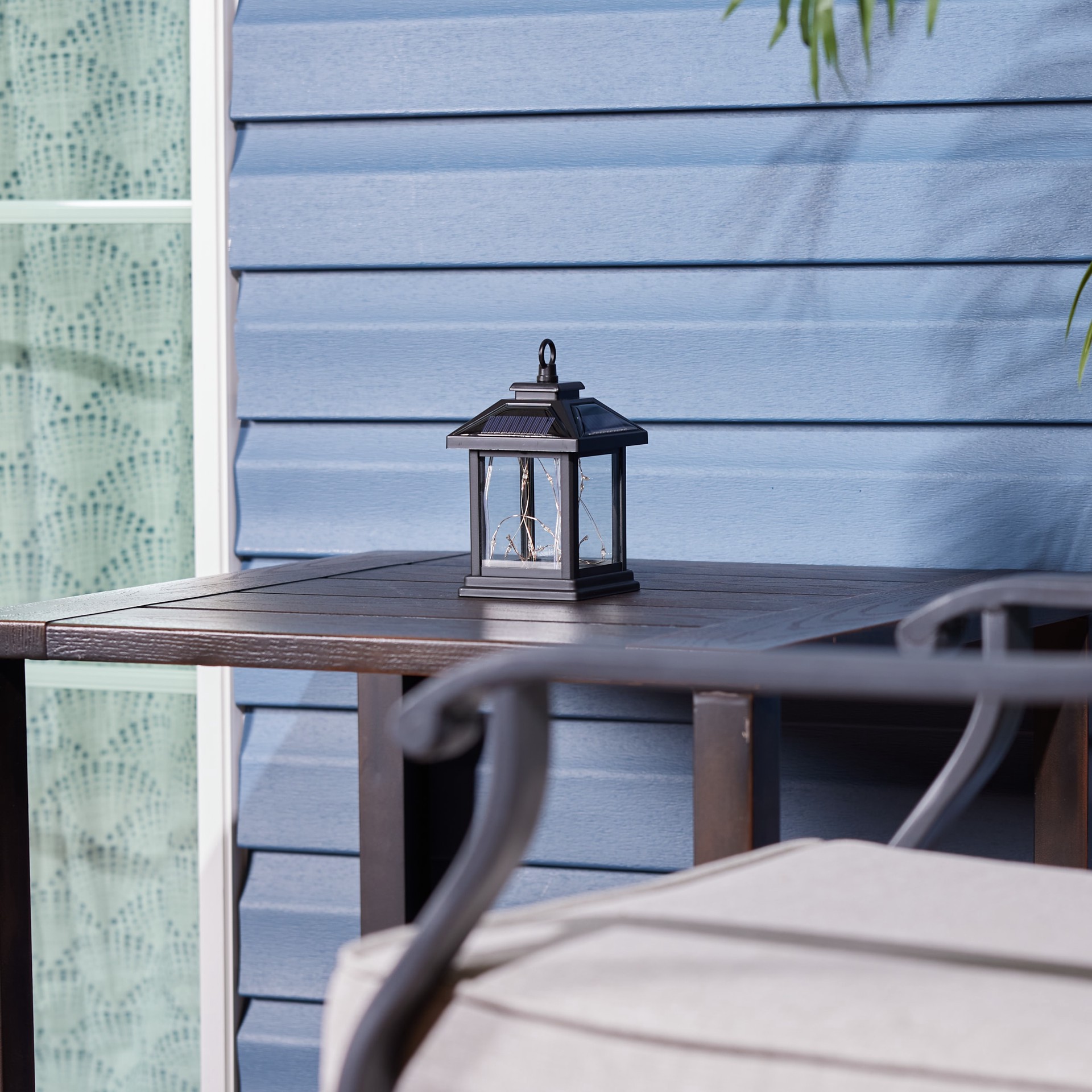 slide 6 of 6, allen + roth 4-in x 6.6-in Black Metal Solar Outdoor Decorative Lantern, 1 ct