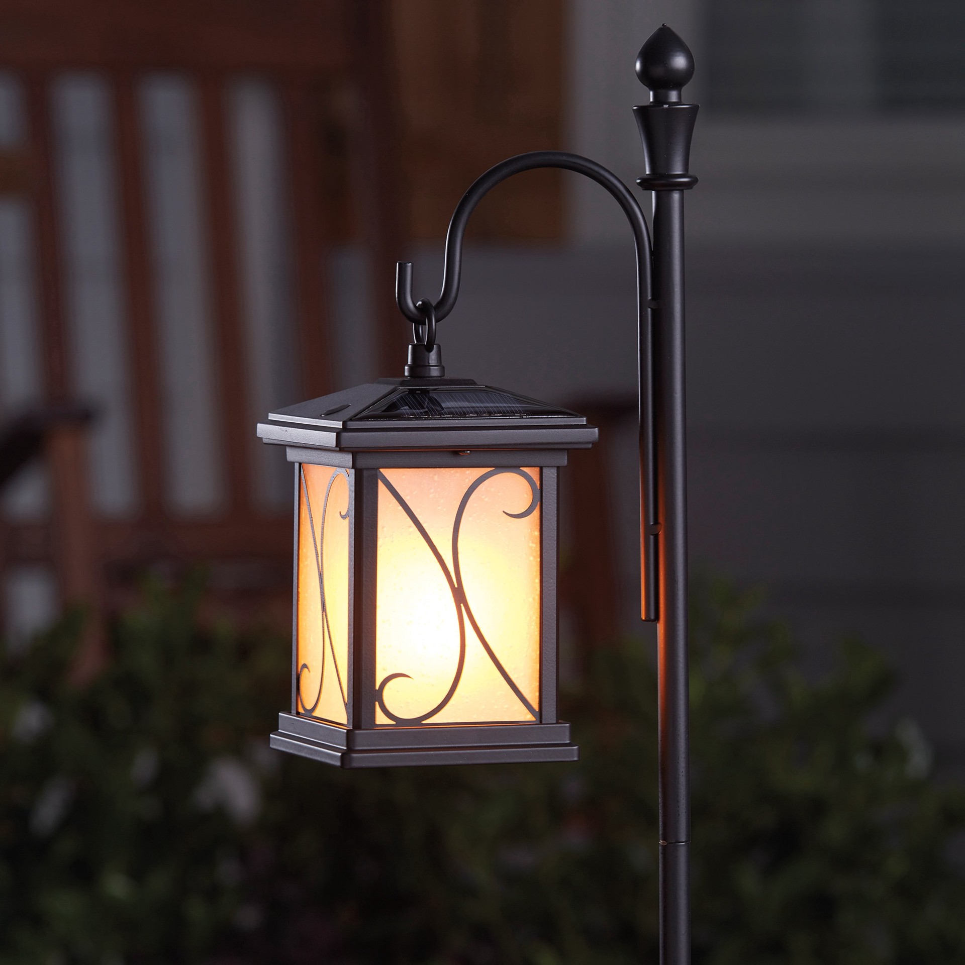 slide 2 of 6, allen + roth Flicker flame 10-Lumen Black Solar Integrated LED Outdoor Path Light (2700 K), 1 ct