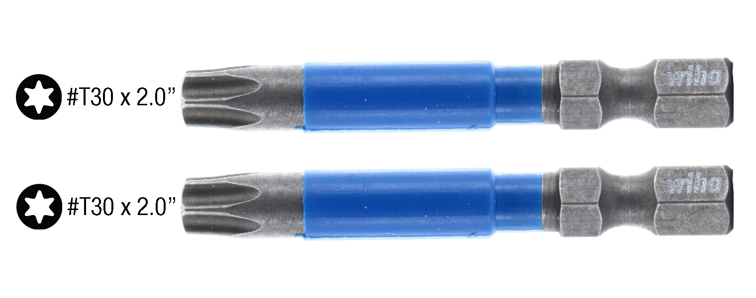 slide 2 of 6, Wiha TerminatorBlue T30 1/4-in x 2-in Torx Impact Driver Bit Set 2 -Piece, 1 ct