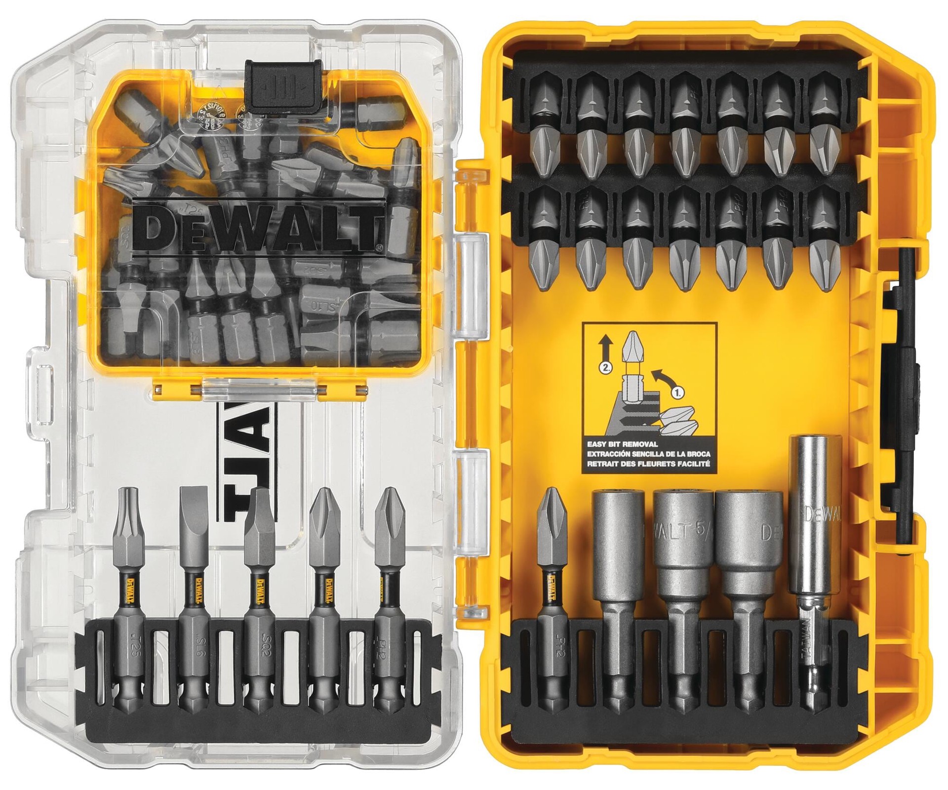 slide 1 of 6, DEWALT ToughGrip 2 Screwdriver Bit Set (55-Piece), 1 ct