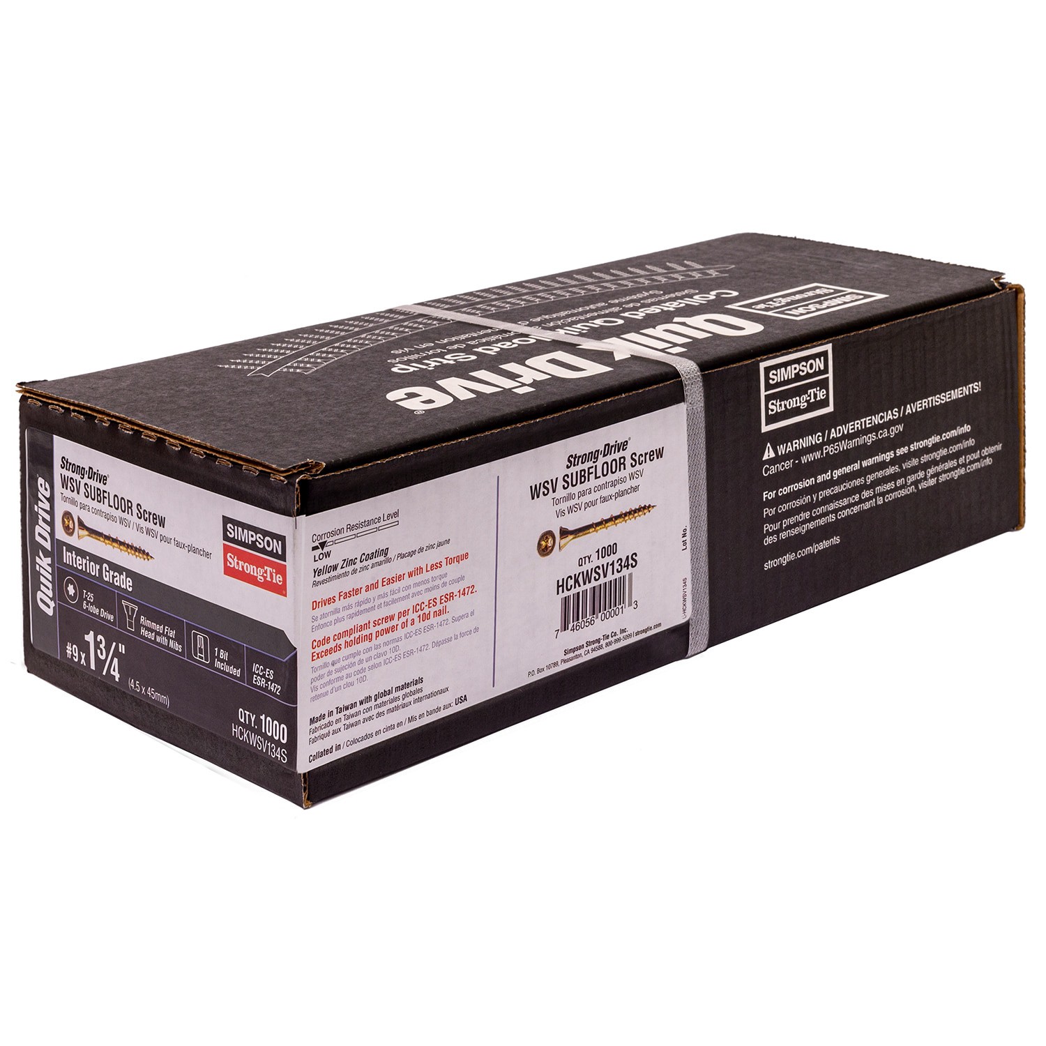 slide 3 of 6, QUIK DRIVE BY SIMPSON STRONG TIE Strong-Drive WSV Subfloor #9 x 1-3/4-in Yellow zinc Interior Wood screws ( 1000 -Per Box ), 1 ct