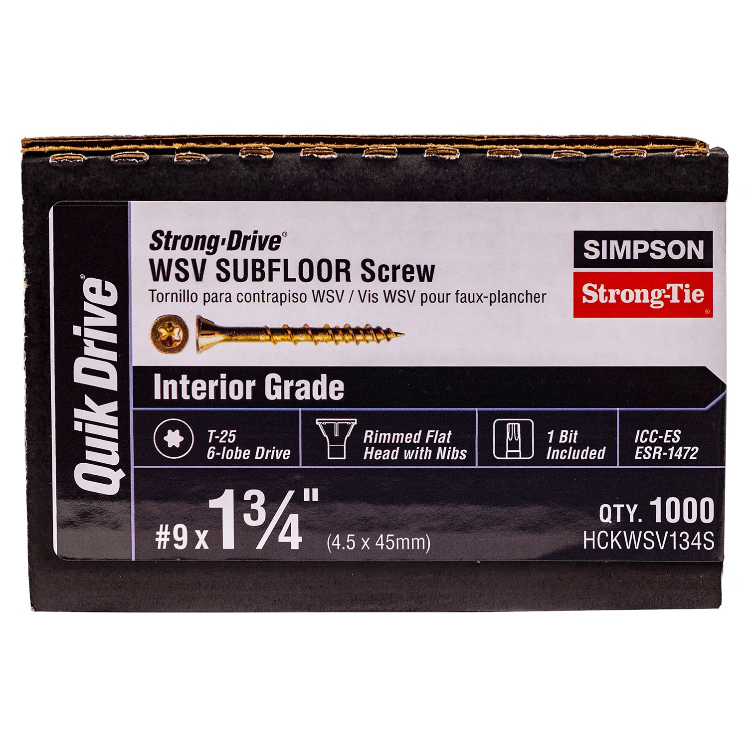 slide 1 of 6, QUIK DRIVE BY SIMPSON STRONG TIE Strong-Drive WSV Subfloor #9 x 1-3/4-in Yellow zinc Interior Wood screws ( 1000 -Per Box ), 1 ct