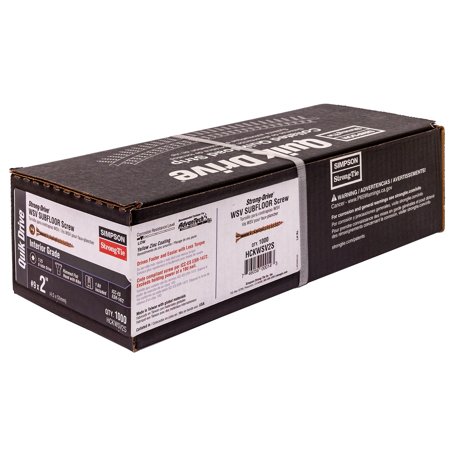 slide 3 of 6, QUIK DRIVE BY SIMPSON STRONG TIE Strong-Drive WSV Subfloor #9 x 2-in Yellow zinc Interior Wood screws ( 1000 -Per Box ), 1 ct