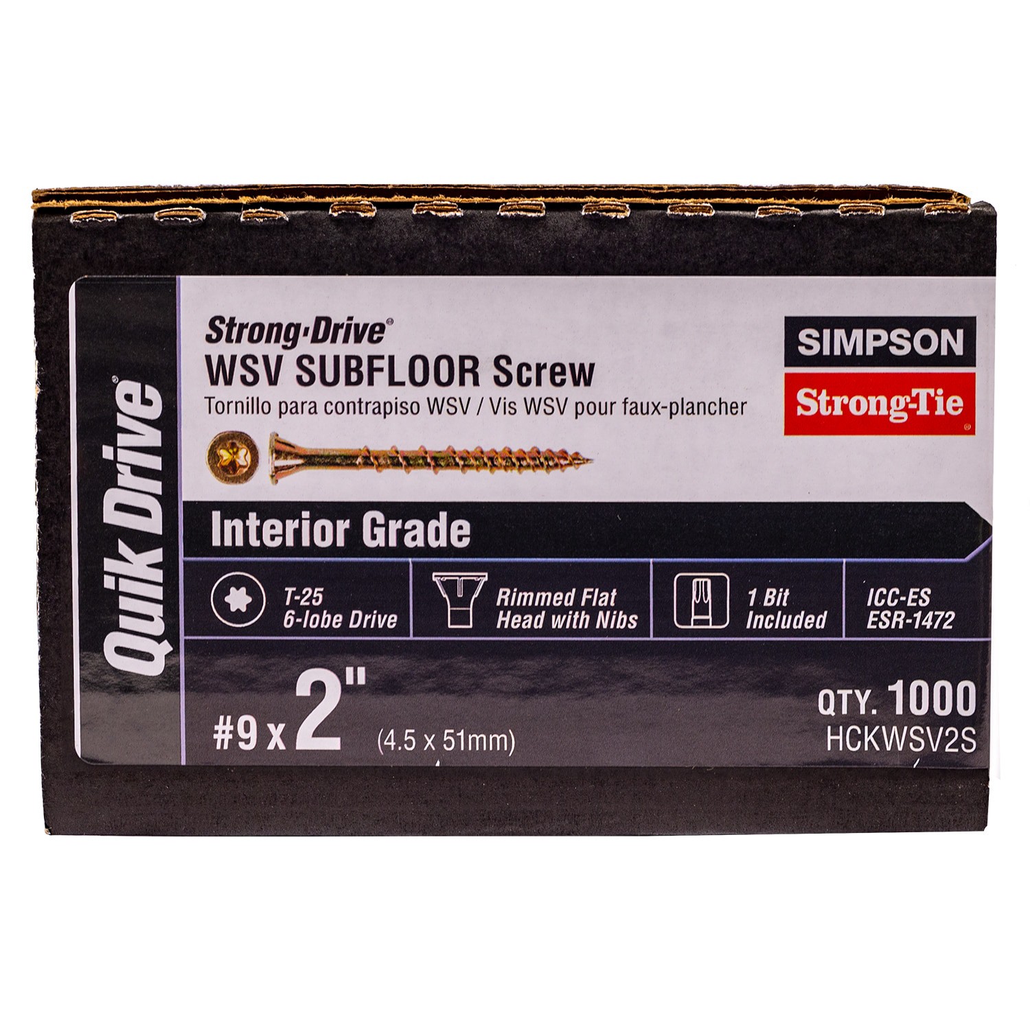 slide 1 of 6, QUIK DRIVE BY SIMPSON STRONG TIE Strong-Drive WSV Subfloor #9 x 2-in Yellow zinc Interior Wood screws ( 1000 -Per Box ), 1 ct