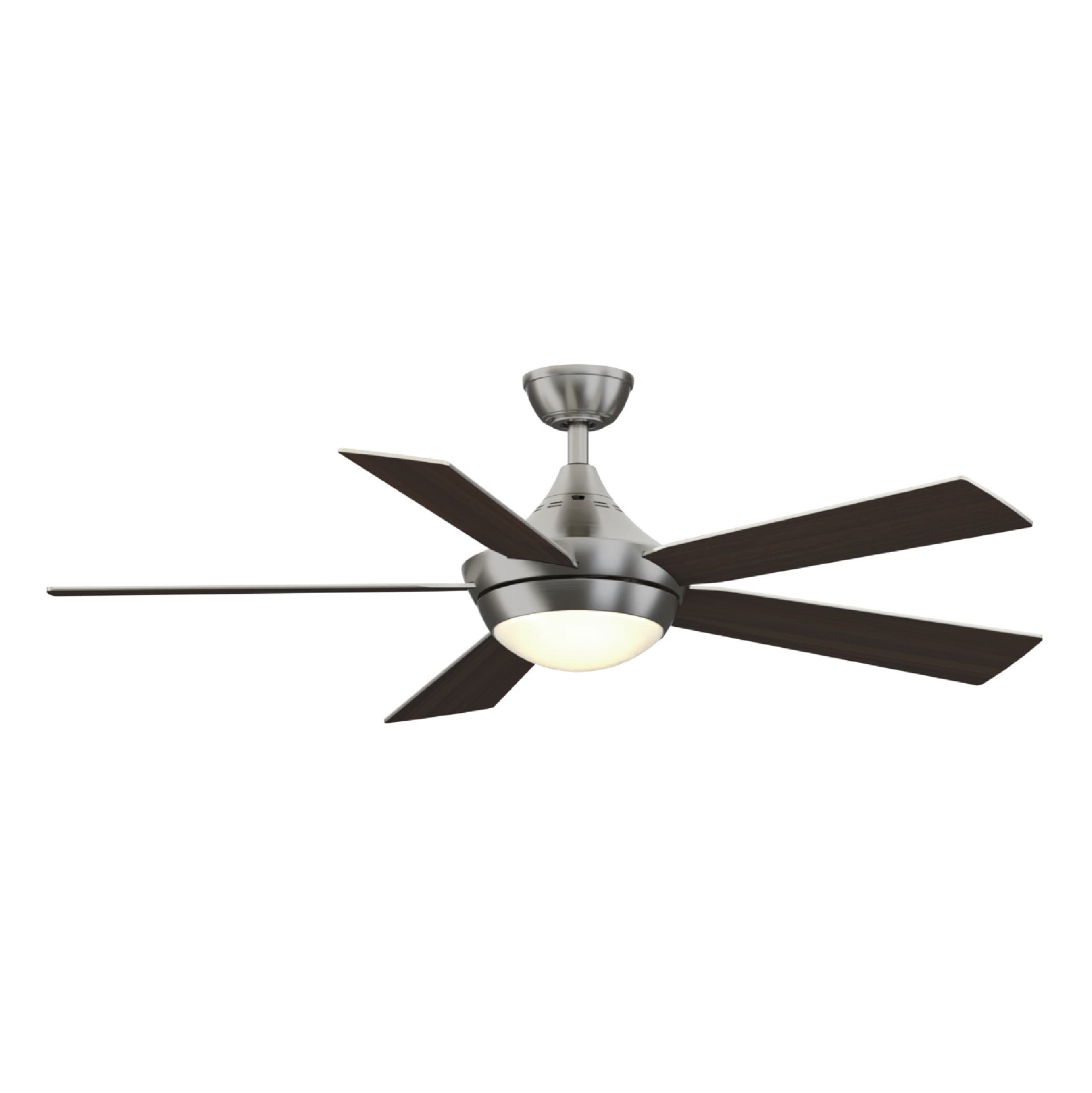 slide 3 of 6, Fanimation Studio Collection Aire Drop 52-in Brushed Nickel with Dark Walnut/Gray Blades LED Ceiling Fan With Light and Remote Control Included 5 -Blade, 1 ct