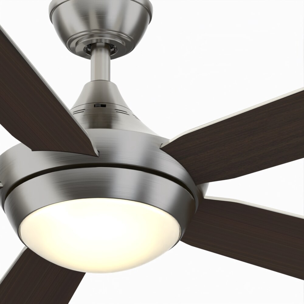 slide 4 of 6, Fanimation Studio Collection Aire Drop 52-in Brushed Nickel with Dark Walnut/Gray Blades LED Ceiling Fan With Light and Remote Control Included 5 -Blade, 1 ct