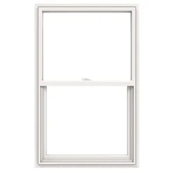 JELD-WEN V-2500 29-1/2-in x 47-1/2-in White Exterior White Interior Vinyl New Construction Single Hung Window Low-E argon (Half Screen Included)