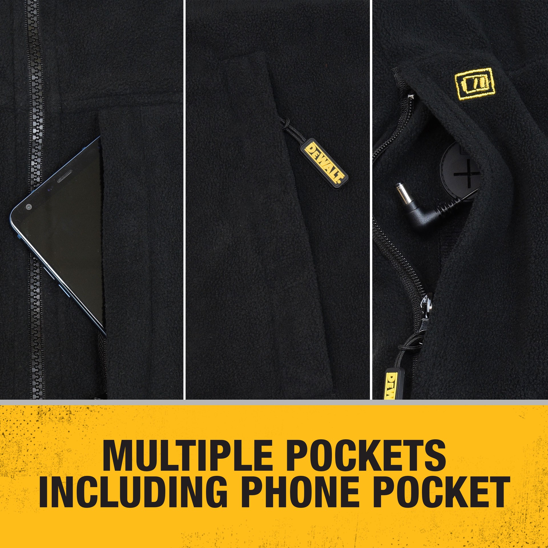 slide 4 of 6, DEWALT Unisex Black Polyester Heated Vest (Medium), 1 ct