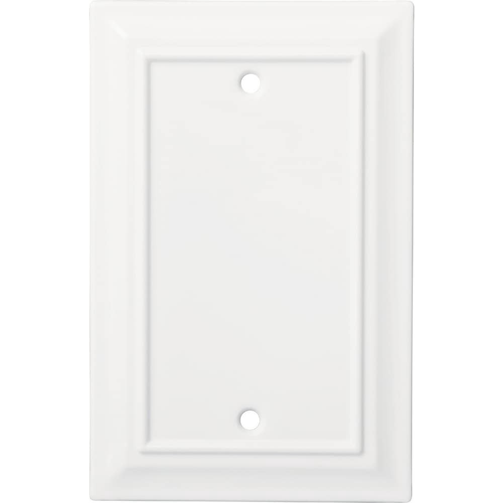 slide 1 of 6, allen + roth Wood Architectural 1 -Gang Midsize Size Pure White Natural fiber Indoor Blank Wall Plate, 1 ct