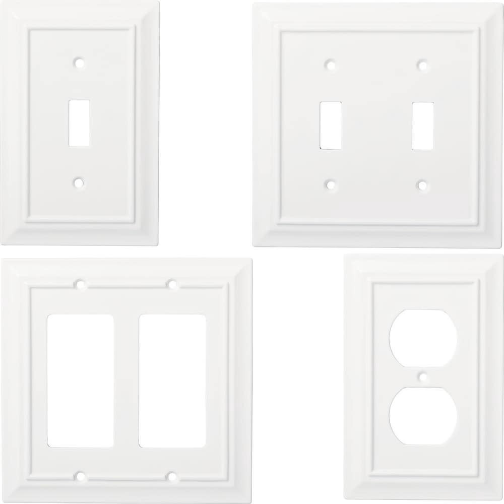 slide 2 of 6, allen + roth Beadboard 3 -Gang Midsize Size Pure White Natural fiber Indoor Toggle Wall Plate, 1 ct