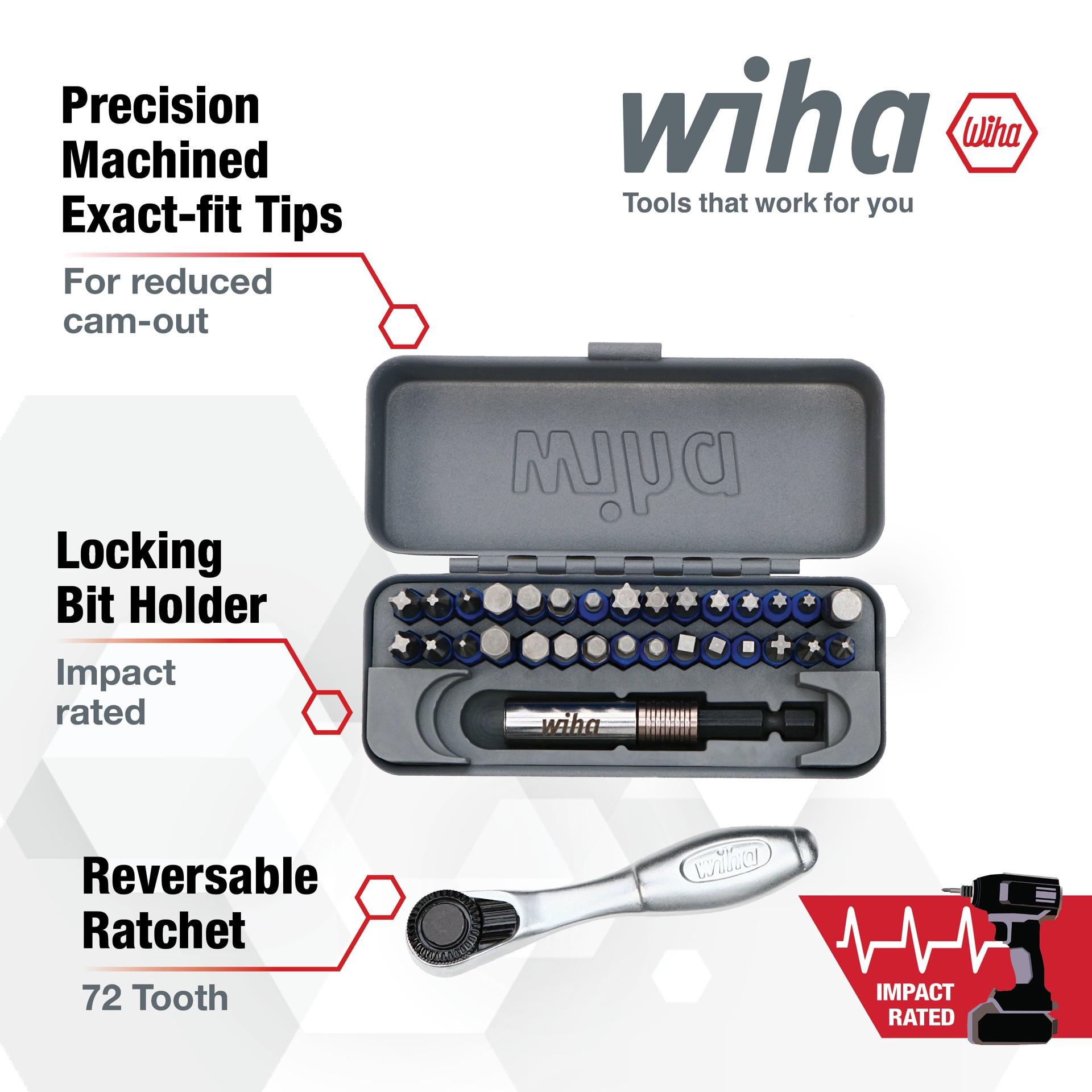 slide 2 of 6, Wiha TerminatorBlue 1/4-in x 1-in Impact Driver Bit Set 32 -Piece, 1 ct