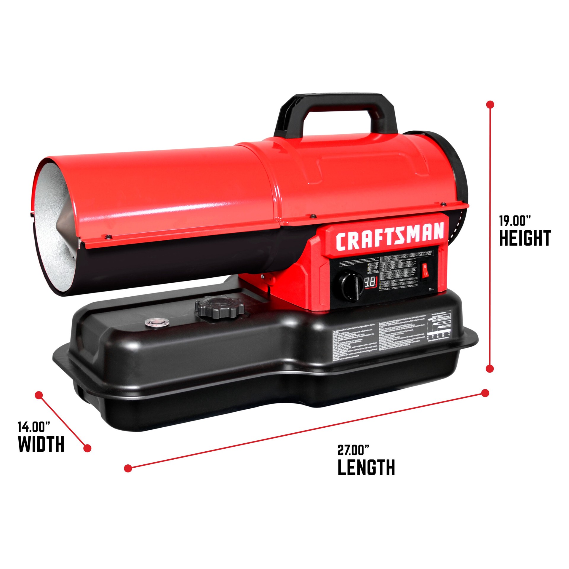 slide 3 of 6, CRAFTSMAN 80000 -BTU Craftsman Forced Air Kerosene Multi-fuel Construction Heater, 1 ct