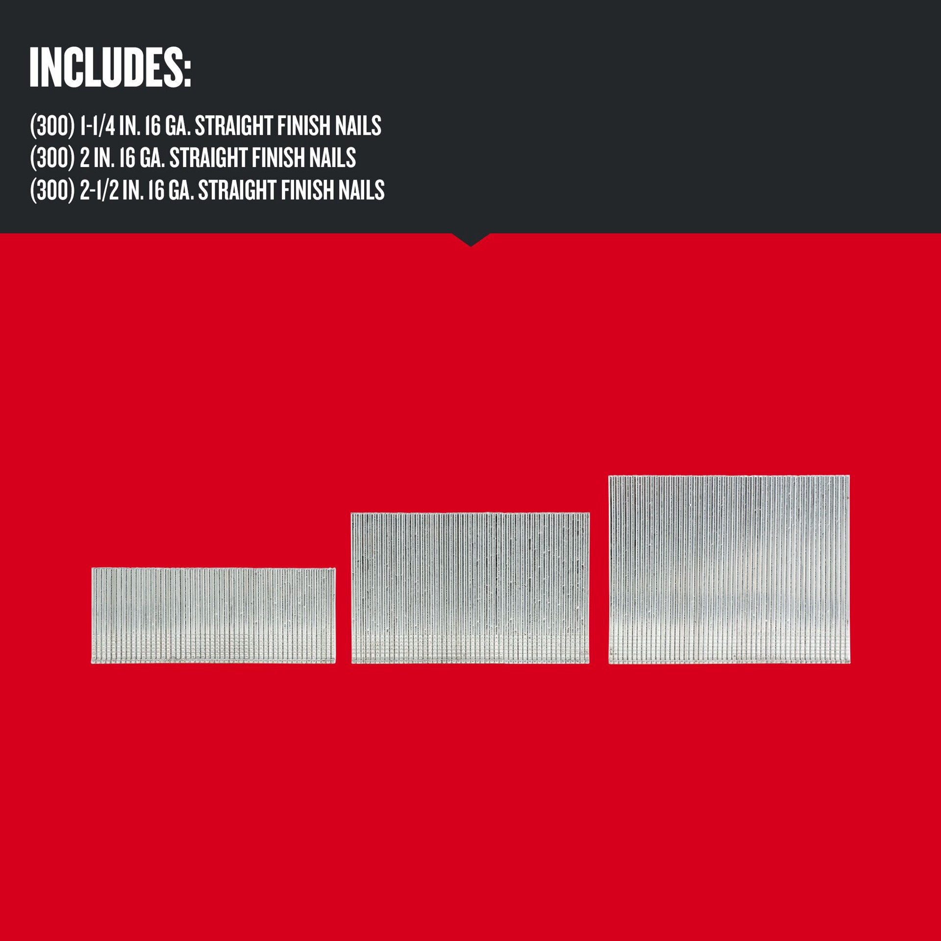 slide 2 of 6, CRAFTSMAN 1-1/4-in 2-in 2-1/2-in 16 -Gauge 6d Straight Coated Collated Finish nails, 1 ct