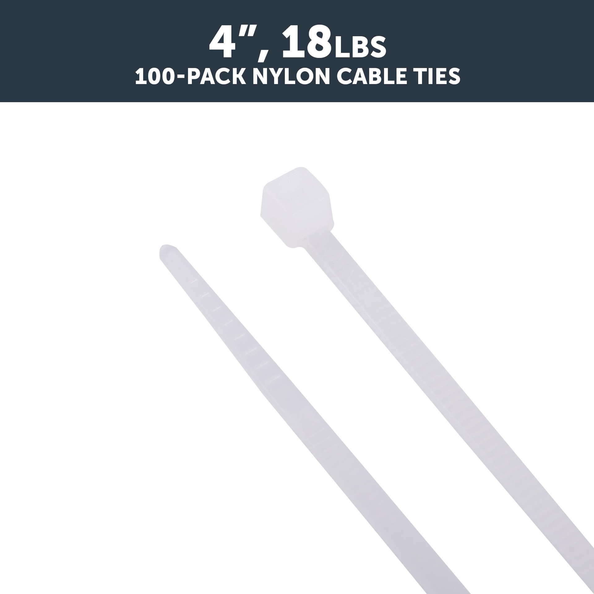 slide 5 of 6, Utilitech 4-in 18.0-lb Tensile Strength Nylon Zip ties White 100 -Pack, 1 ct