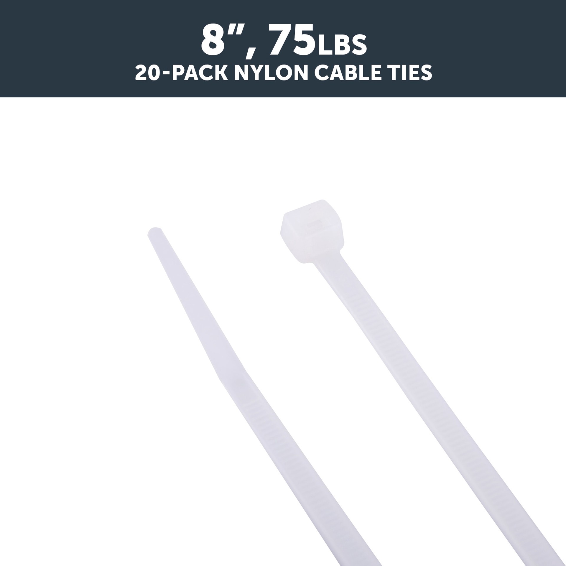 slide 5 of 6, Utilitech 8-in 75-lb Tensile Strength Nylon Zip ties Off-white 20 -Pack, 1 ct