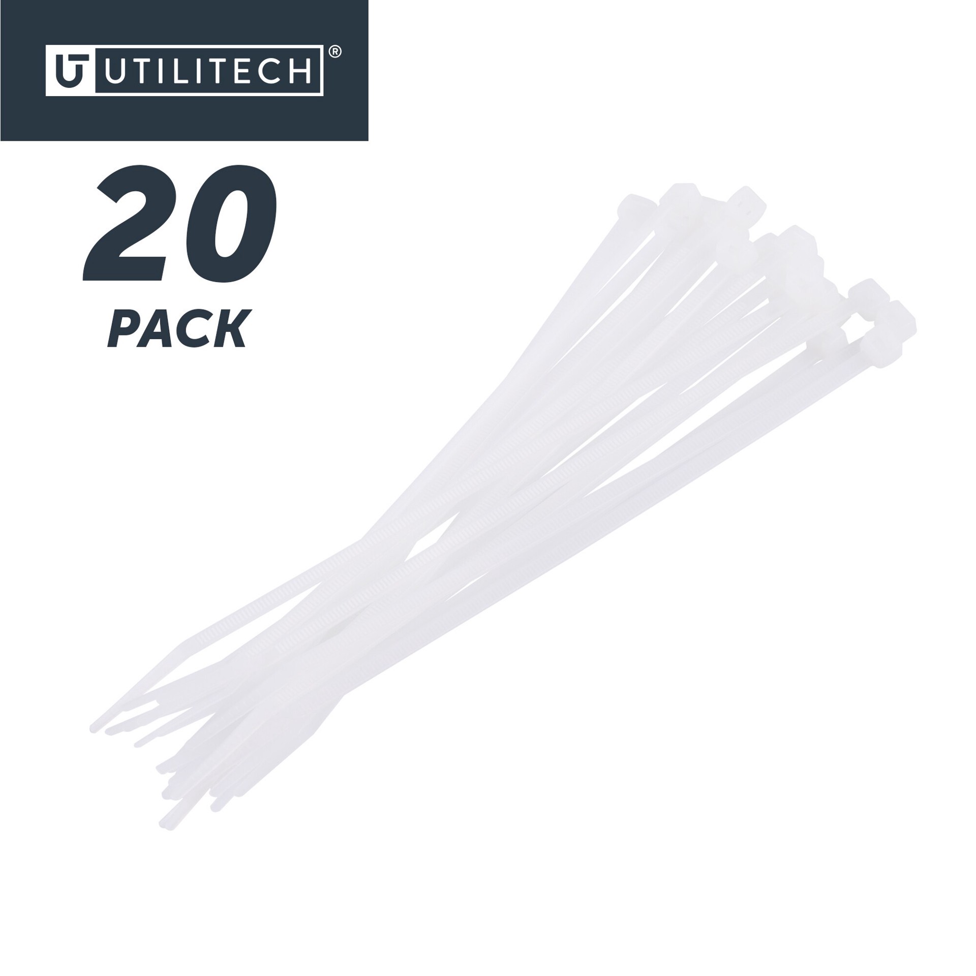 slide 6 of 6, Utilitech 8-in 75-lb Tensile Strength Nylon Zip ties Off-white 20 -Pack, 1 ct