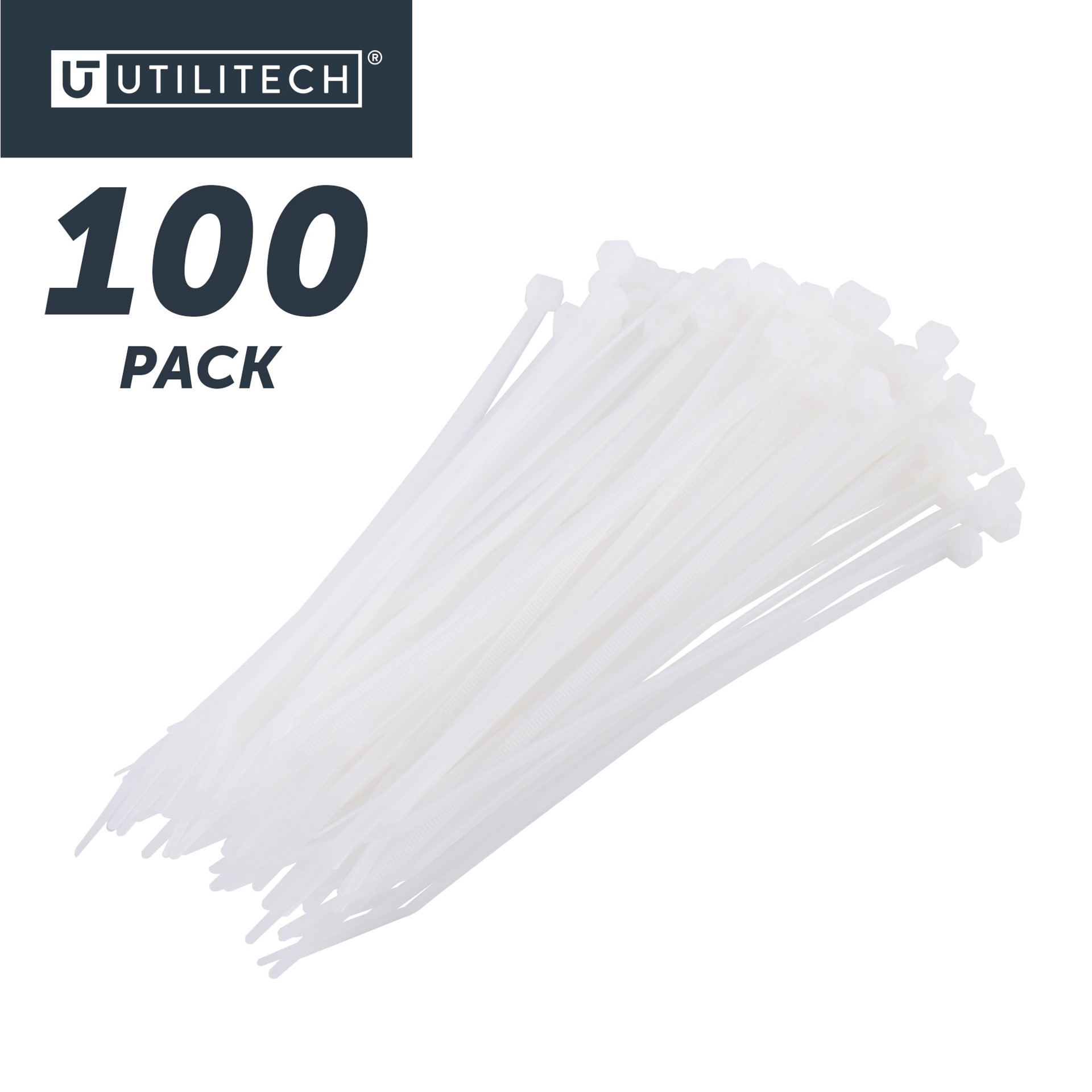 slide 6 of 6, Utilitech 8-in 75.0-lb Tensile Strength Nylon Zip ties Off-white 100 -Pack, 1 ct