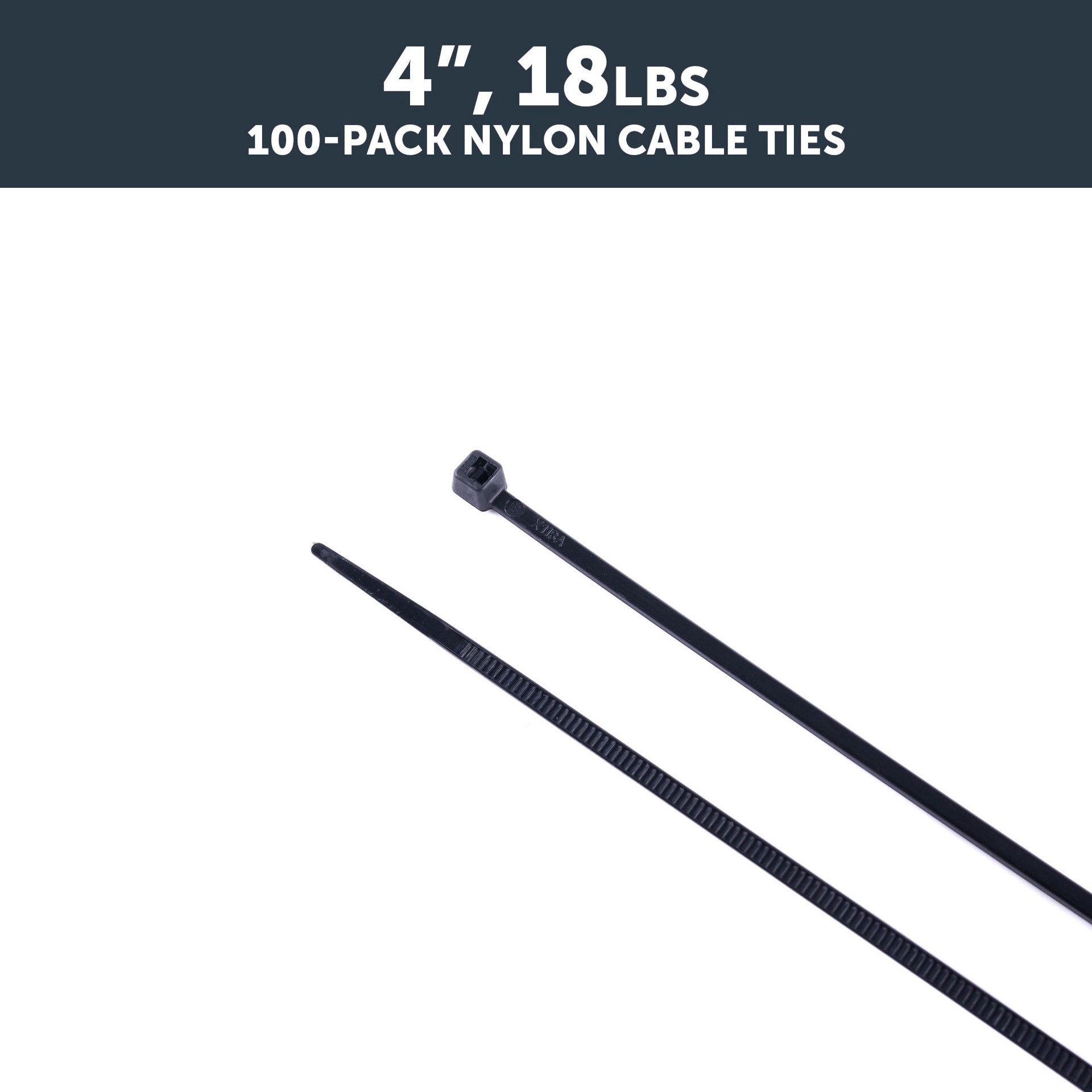 slide 5 of 6, Utilitech 4-in 18-lb Tensile Strength Nylon Zip ties Black with UV Protection 100 -Pack, 1 ct