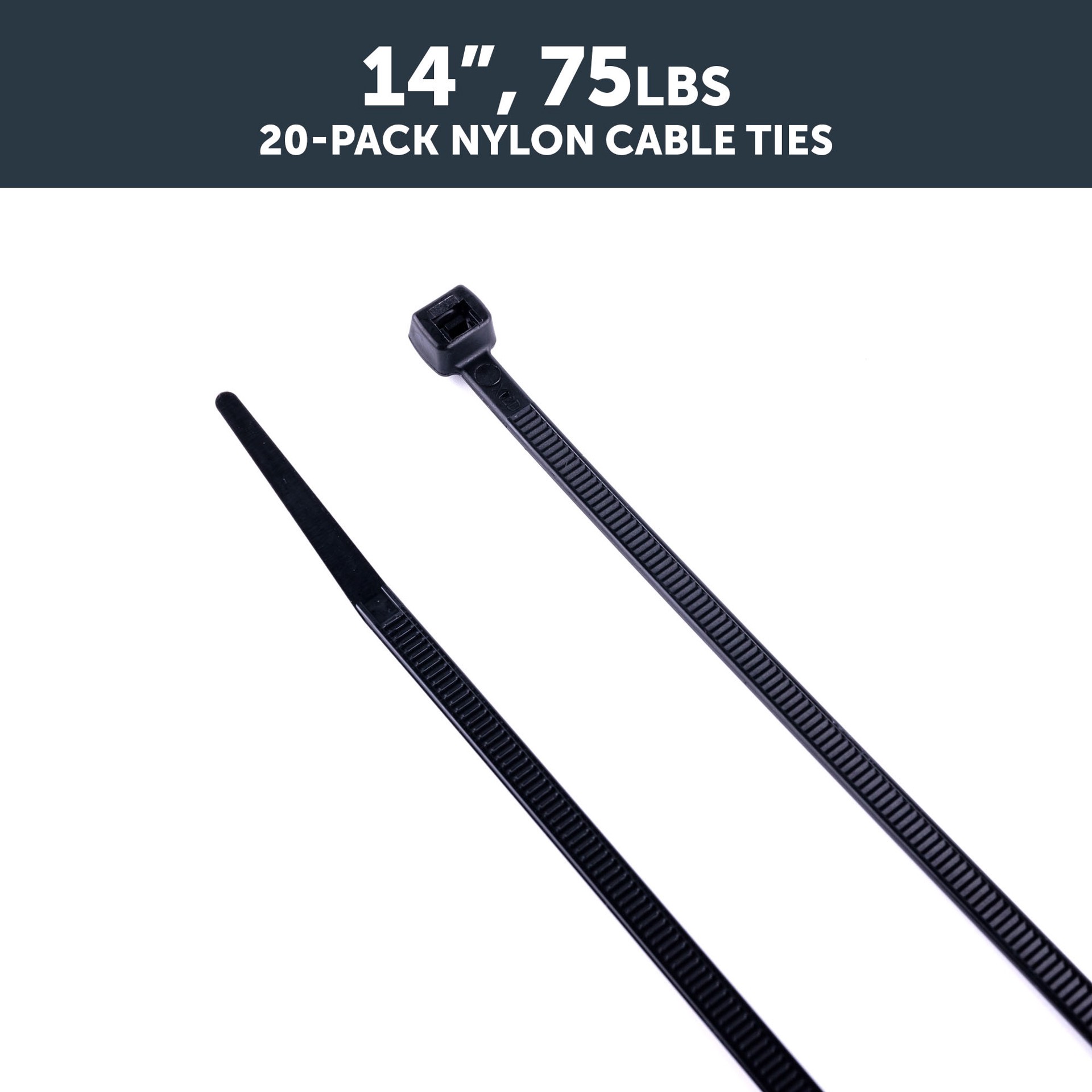 slide 5 of 6, Utilitech 14-in 75.0-lb Tensile Strength Nylon Zip ties Black with UV Protection 20 -Pack, 1 ct