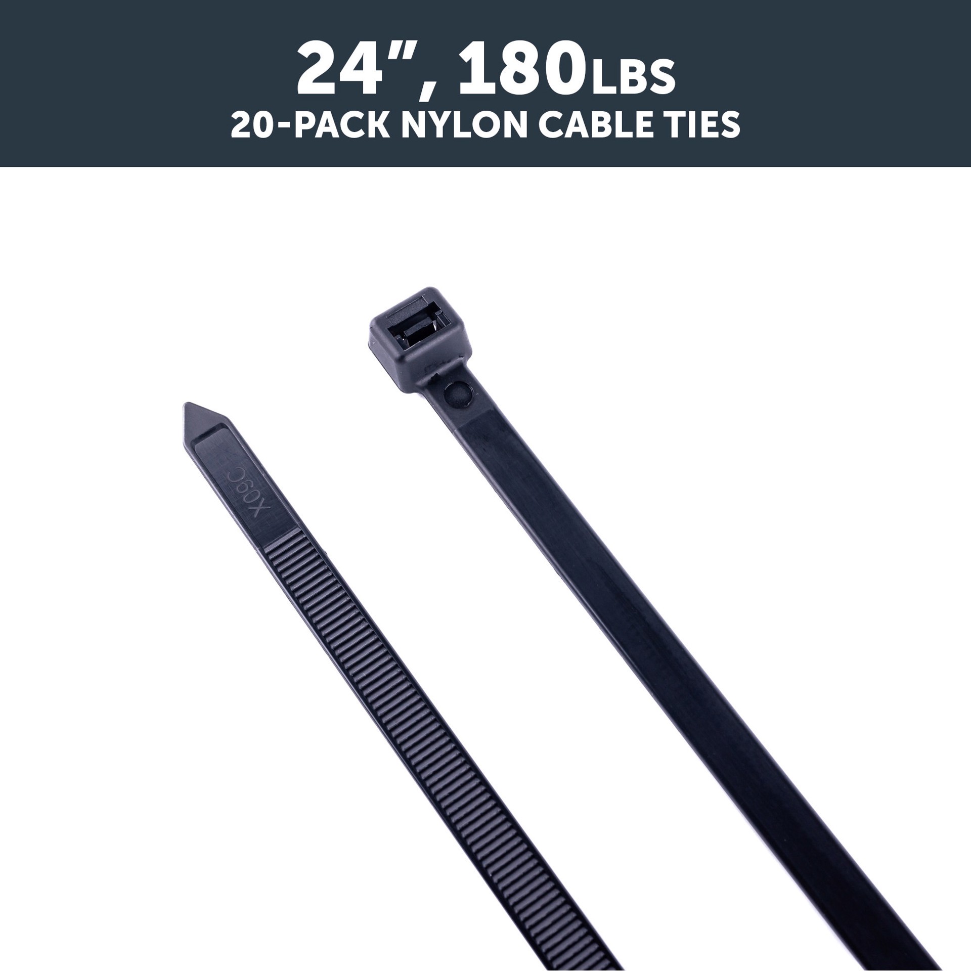 slide 5 of 6, Utilitech 24-in 180-lb Tensile Strength Nylon Zip ties Black with UV Protection 15 -Pack, 1 ct