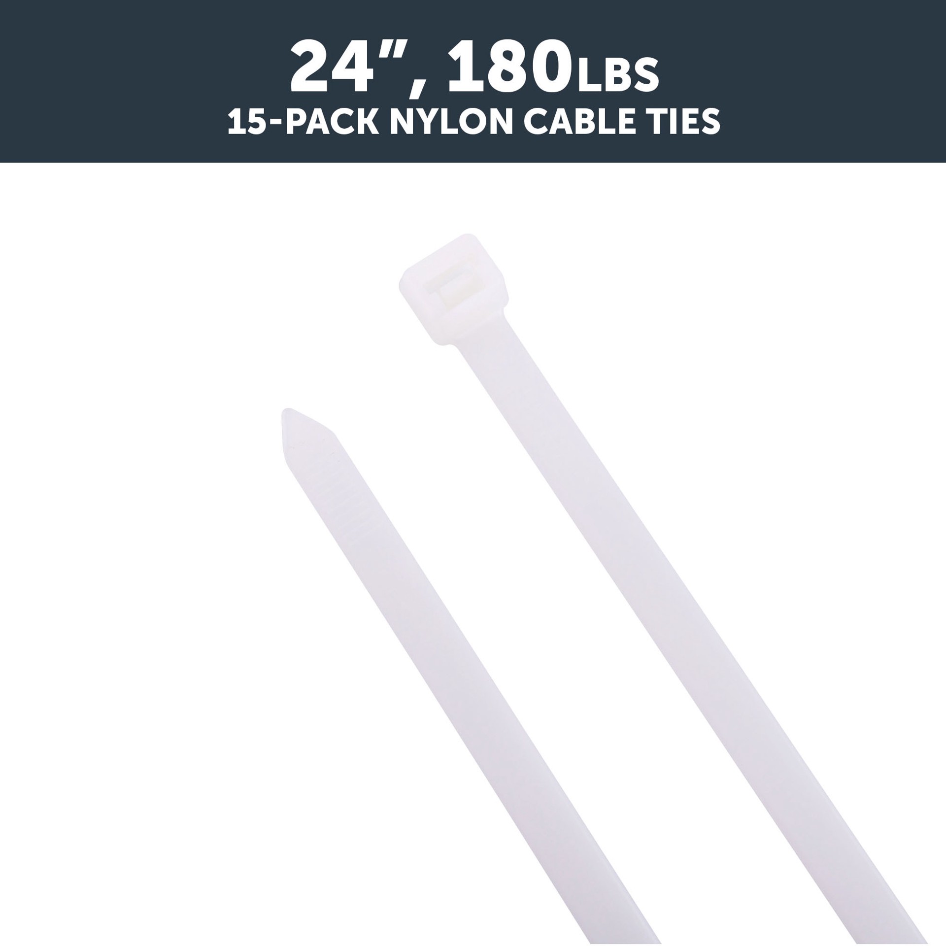 slide 5 of 6, Utilitech 24-in 180-lb Tensile Strength Nylon Zip ties Off-white 15 -Pack, 1 ct