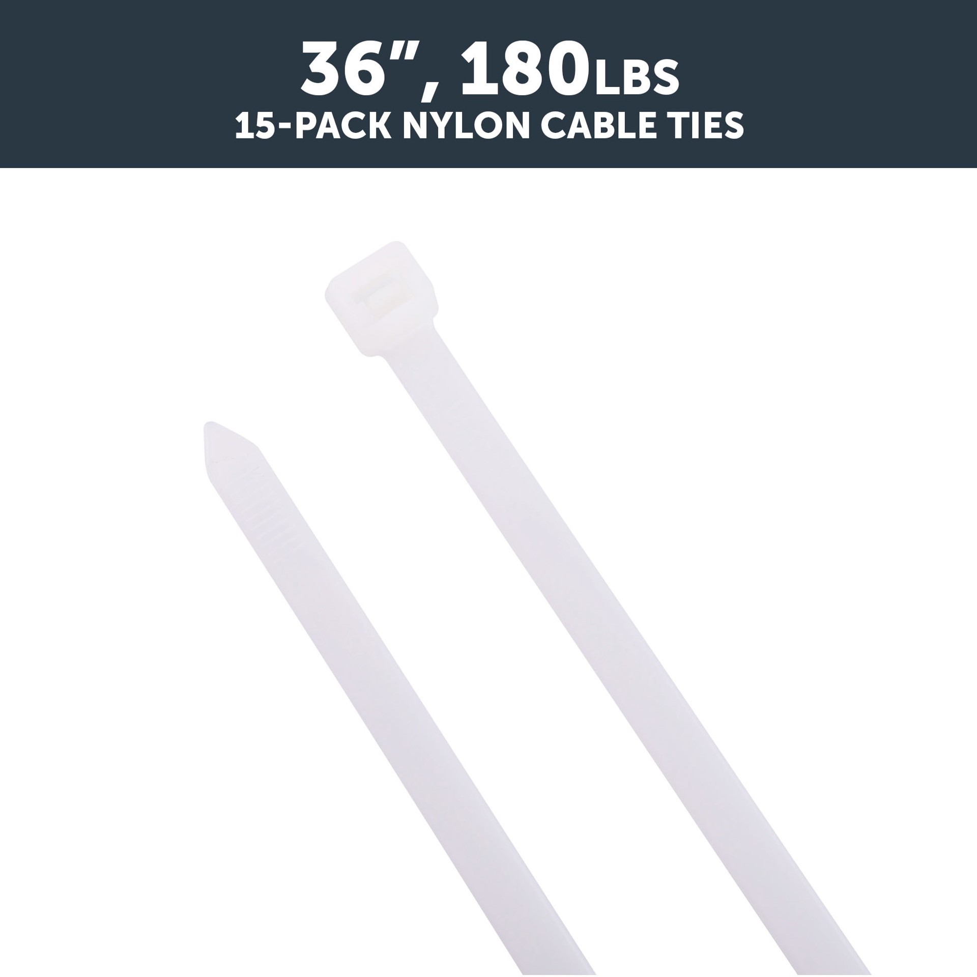 slide 5 of 6, Utilitech 36-in 180.0-lb Tensile Strength Nylon Zip ties Off-white 15 -Pack, 1 ct