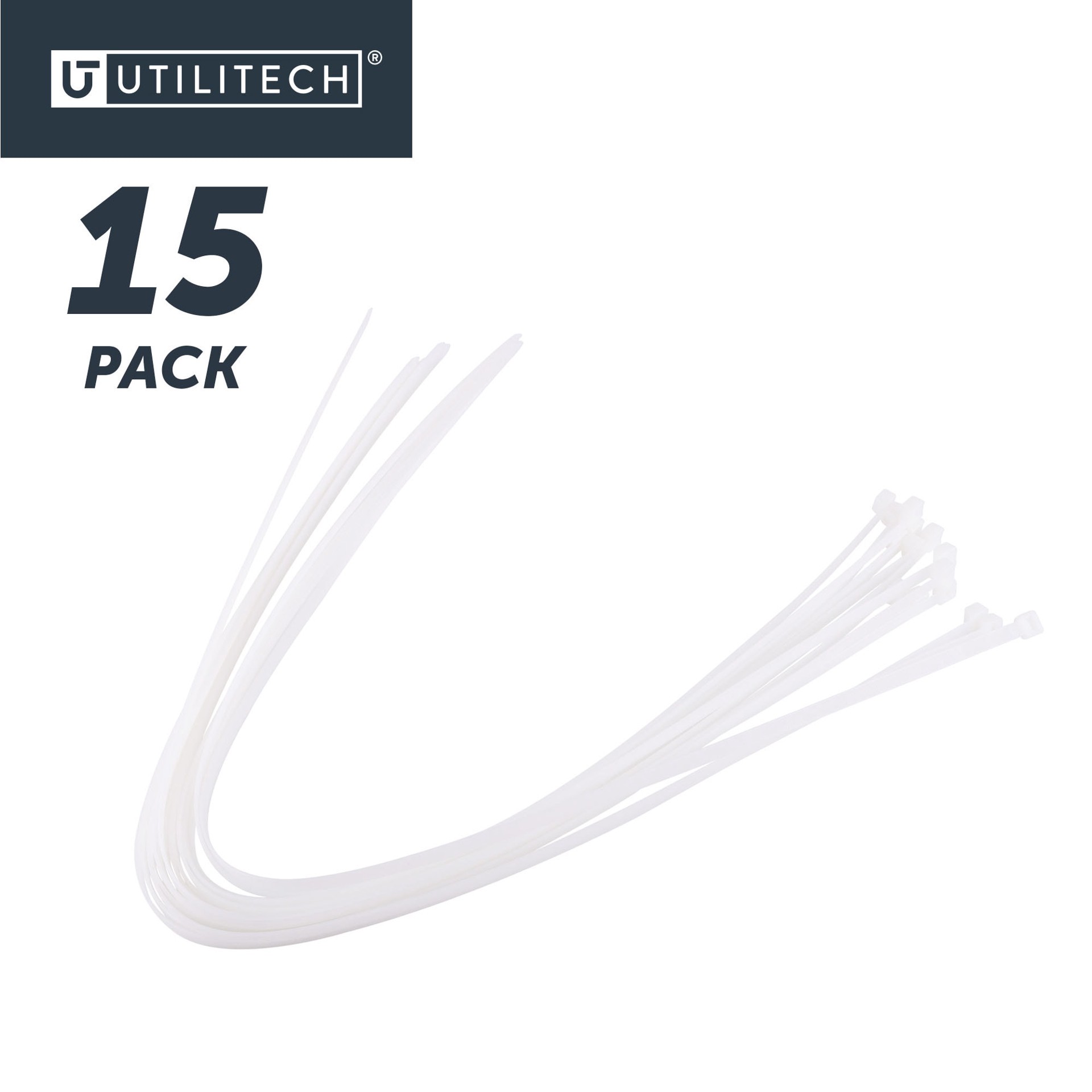 slide 6 of 6, Utilitech 36-in 180.0-lb Tensile Strength Nylon Zip ties Off-white 15 -Pack, 1 ct