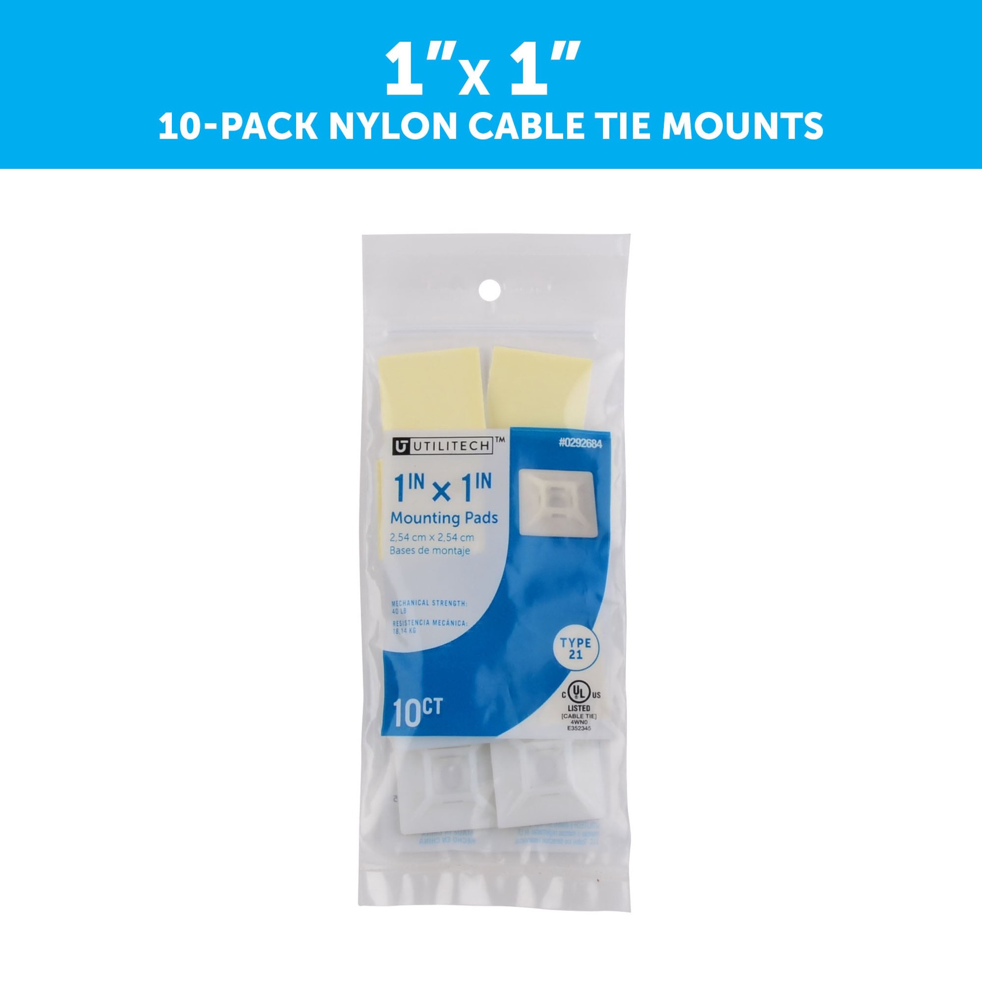 slide 2 of 6, Utilitech 1-in Nylon Zip tie mounts Off-white 10 -Pack, 1 ct