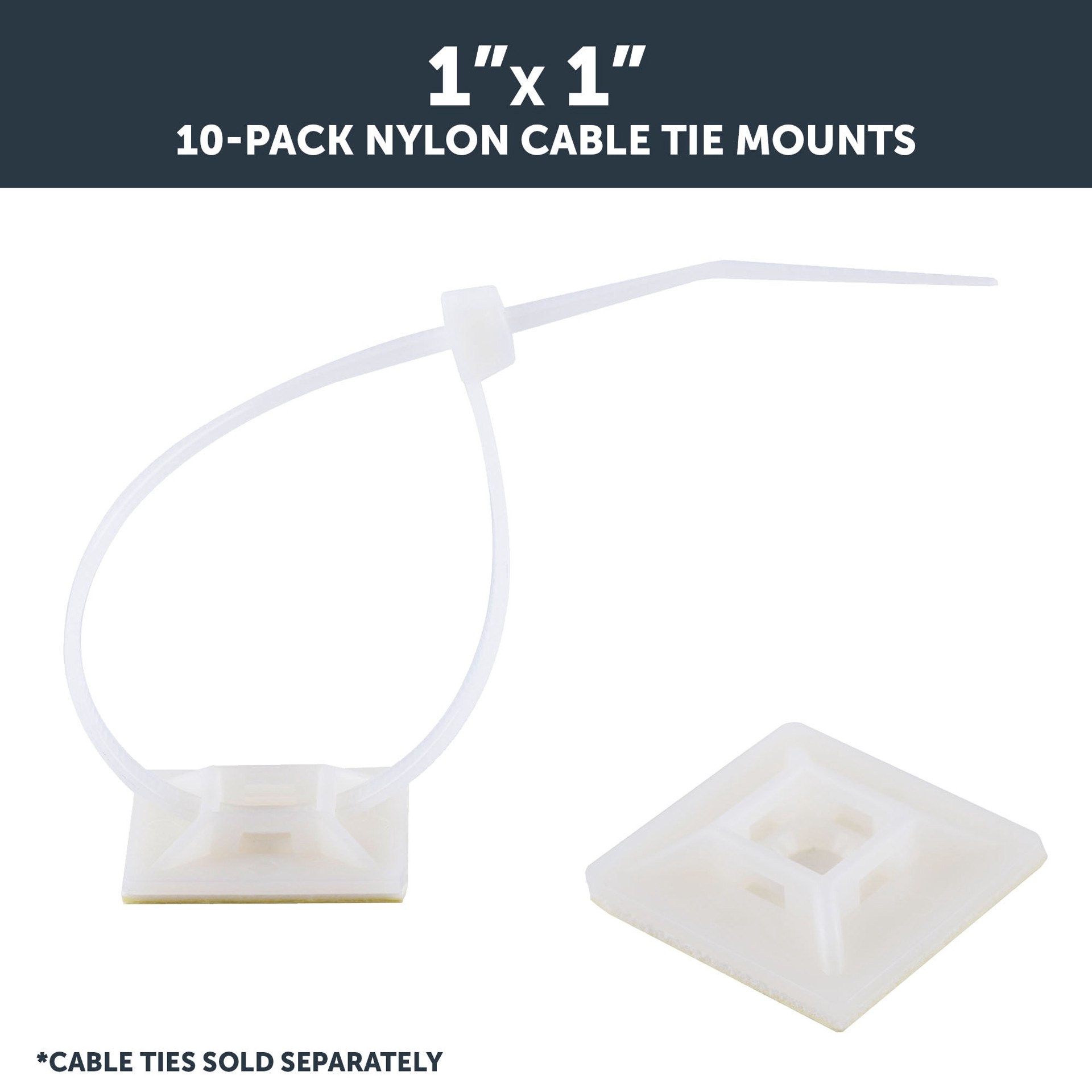 slide 5 of 6, Utilitech 1-in Nylon Zip tie mounts Off-white 10 -Pack, 1 ct
