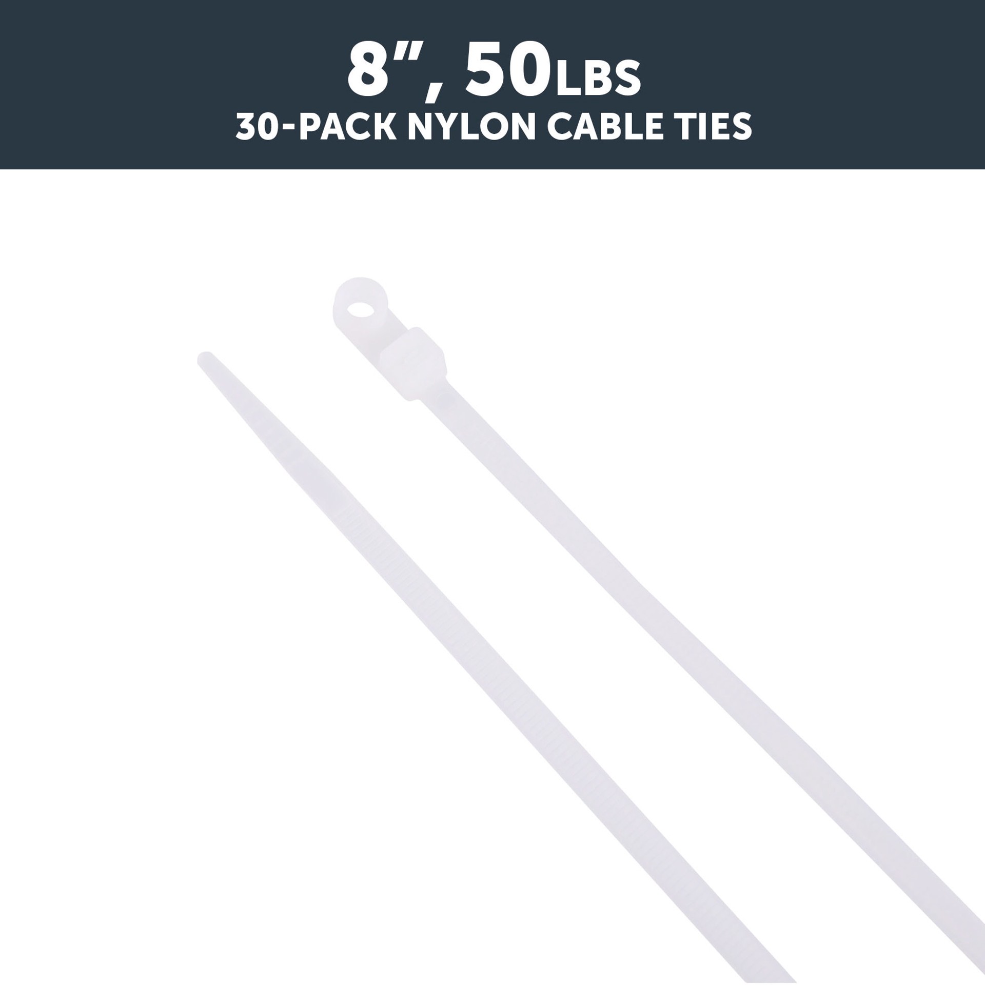 slide 5 of 6, Utilitech 8-in 50-lb Tensile Strength Nylon Zip ties Off-white 30 -Pack, 1 ct